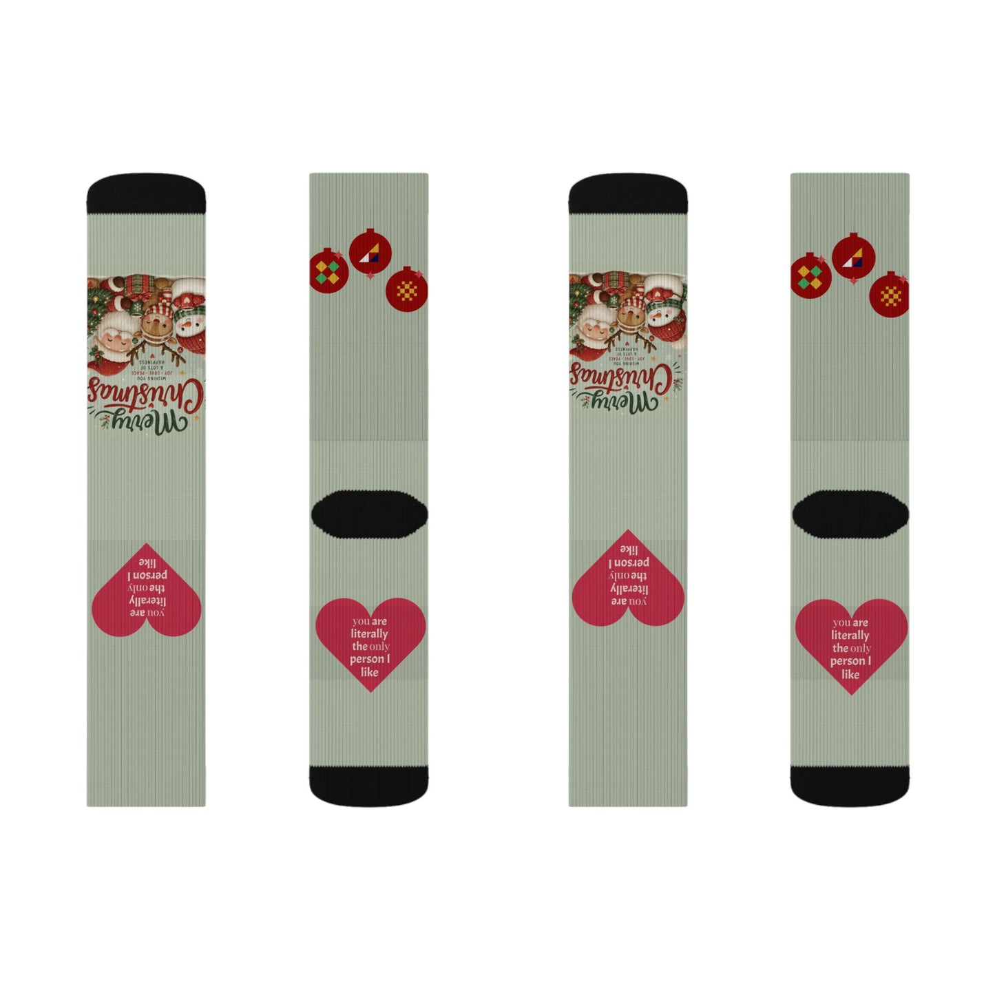 Christmas Sublimation Socks — Merry Christmas Santa Pattern Crew Socks
