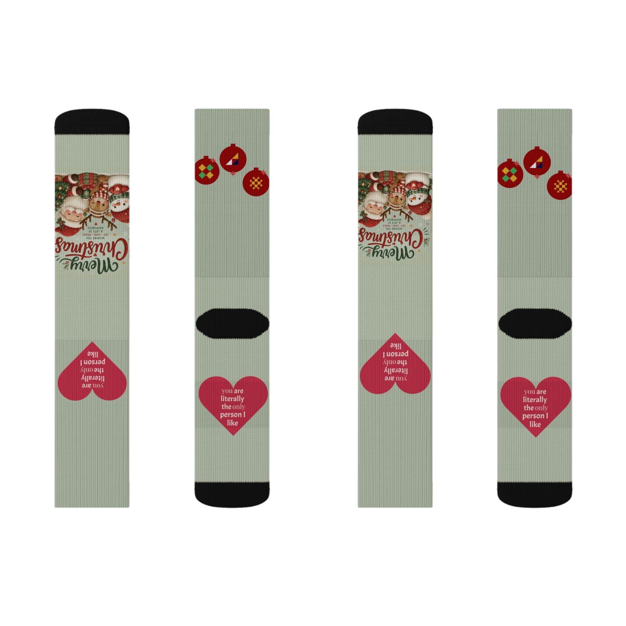 Christmas Sublimation Socks — Merry Christmas Santa Pattern Crew Socks
