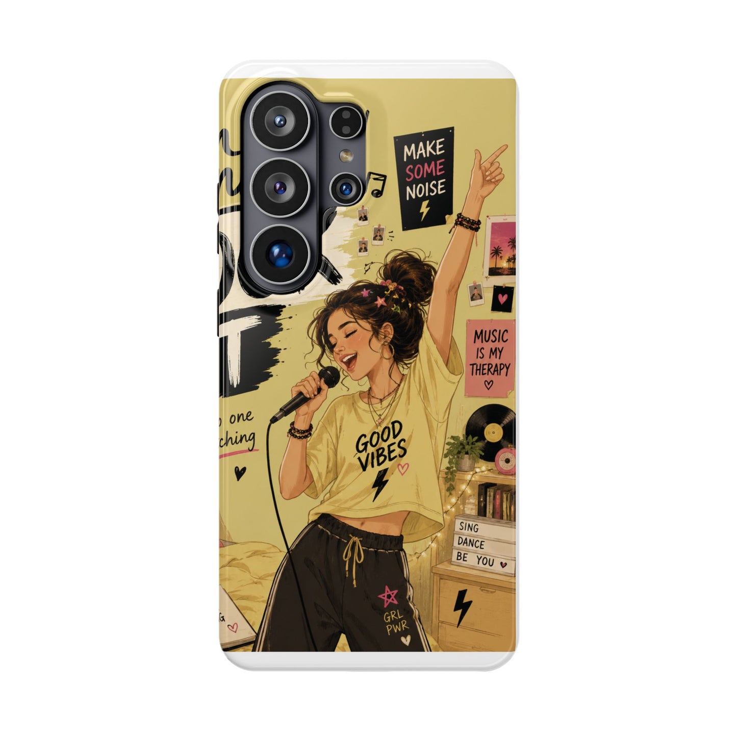 Singer Illustration Phone Case — 'Good Vibes' Magnetic Impact-Resistant Case