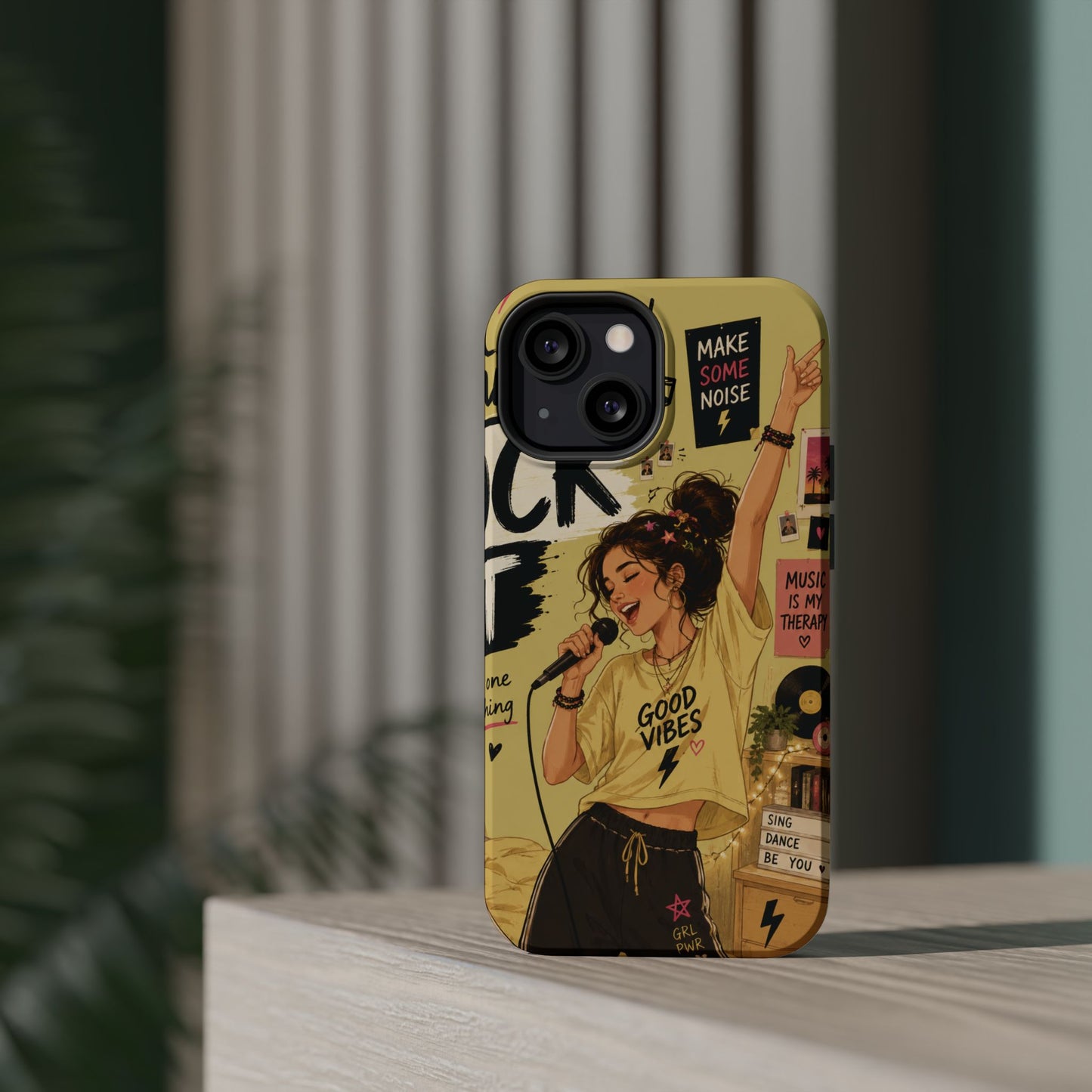 Singer Illustration Phone Case — 'Good Vibes' Magnetic Impact-Resistant Case