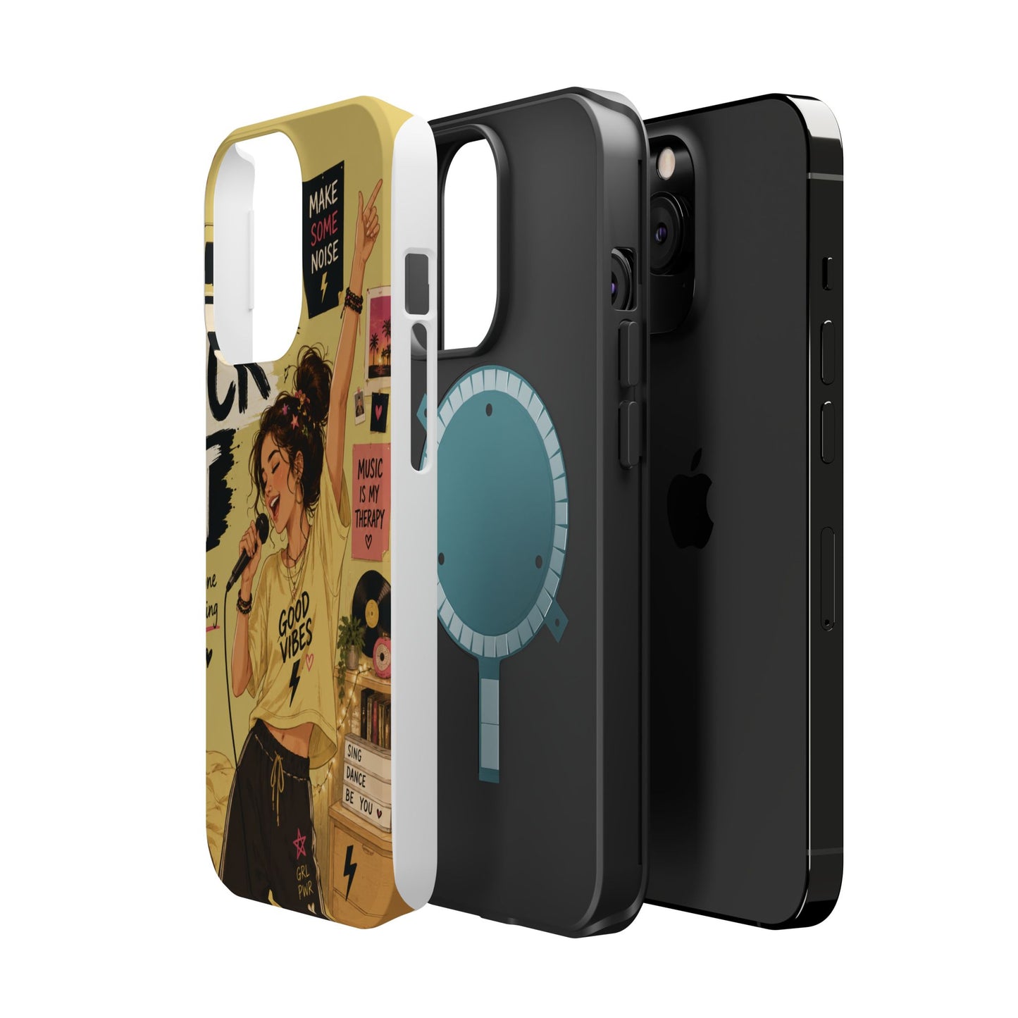 Singer Illustration Phone Case — 'Good Vibes' Magnetic Impact-Resistant Case