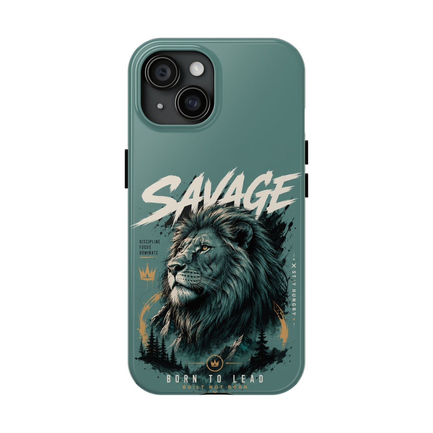 Savage Lion Tough Phone Case – 'Born to Lead' Rugged Protective Cover