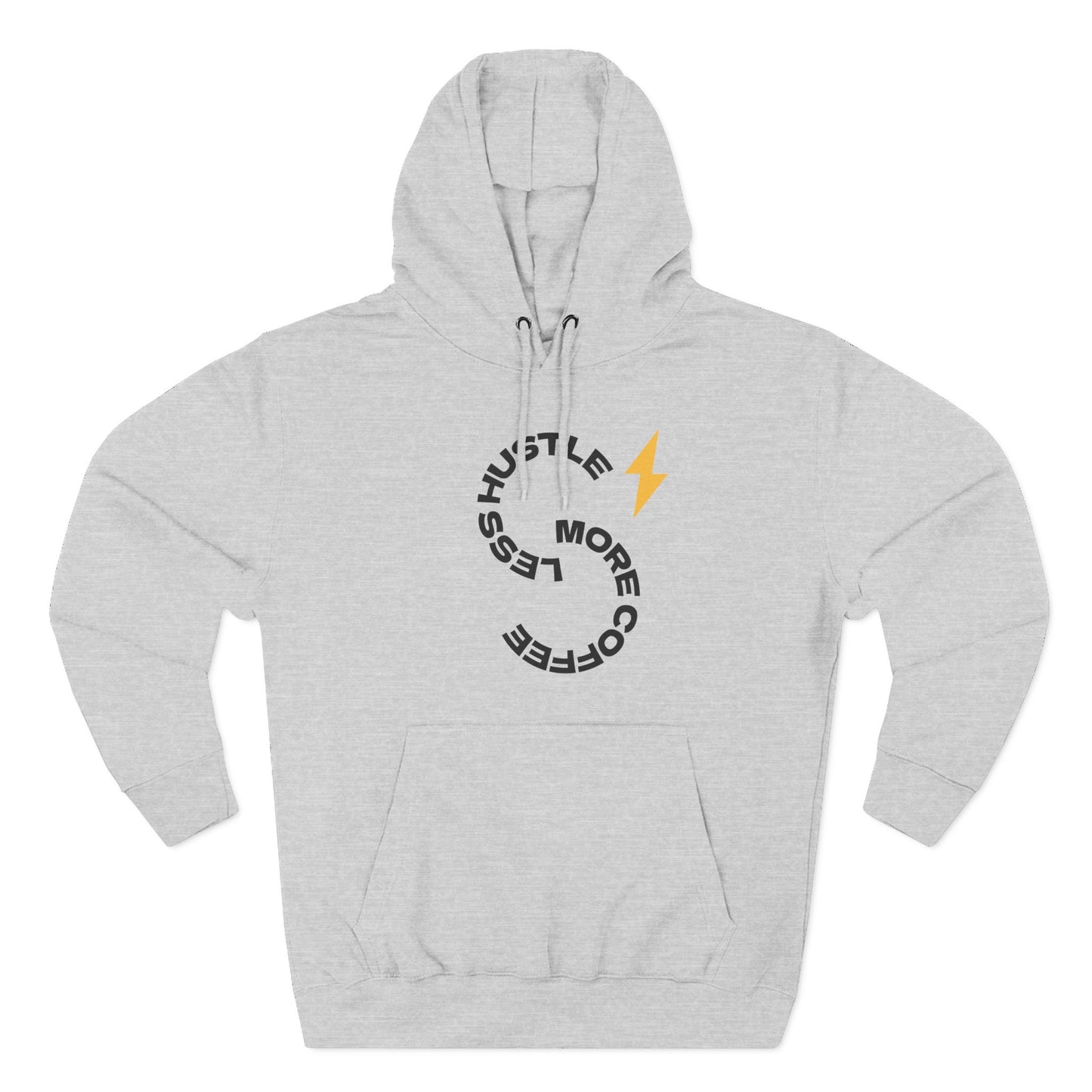 Hoodie — 'Hustle More, Coffee Less' Lightning Logo & Western Cowboy Back Print