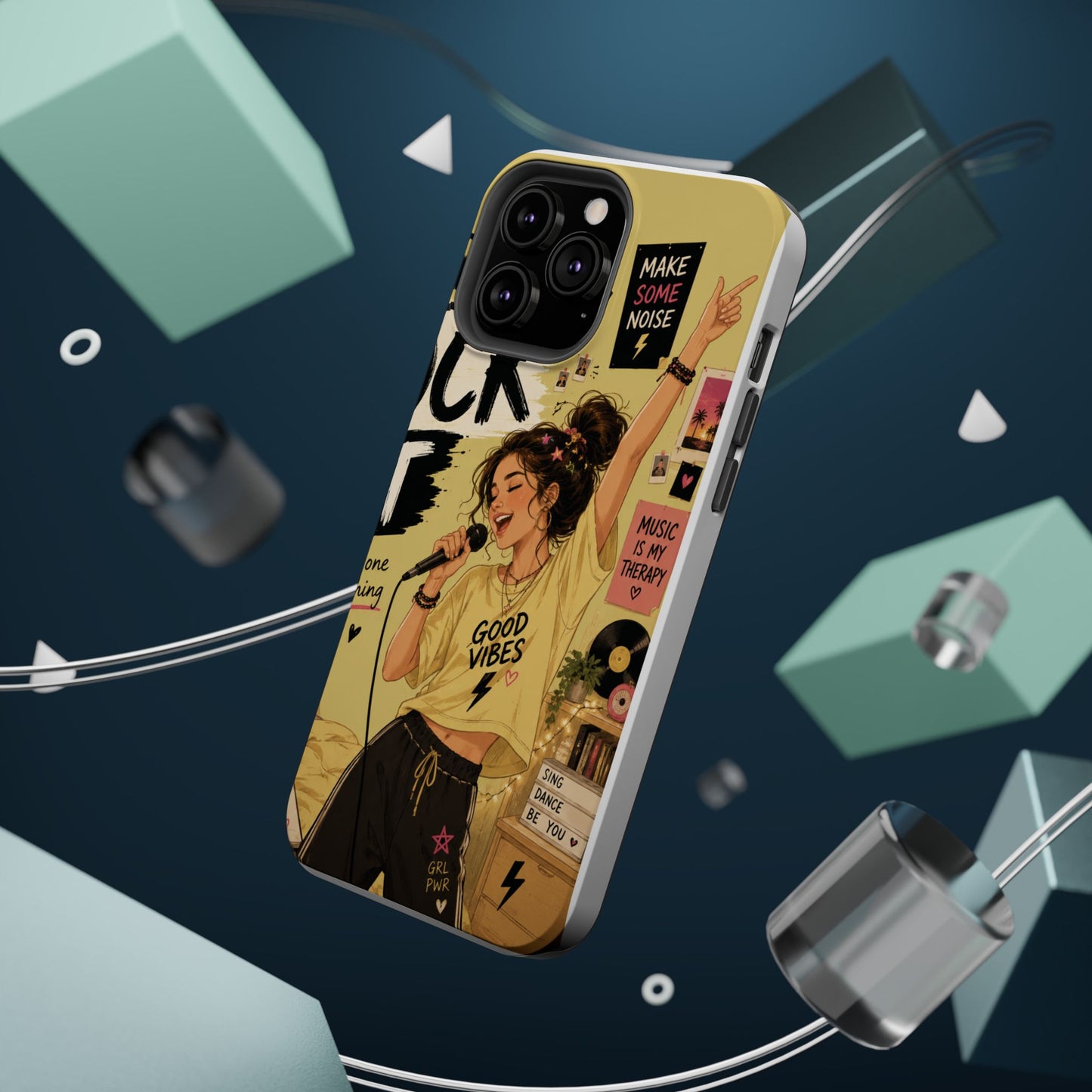 Singer Illustration Phone Case — 'Good Vibes' Magnetic Impact-Resistant Case