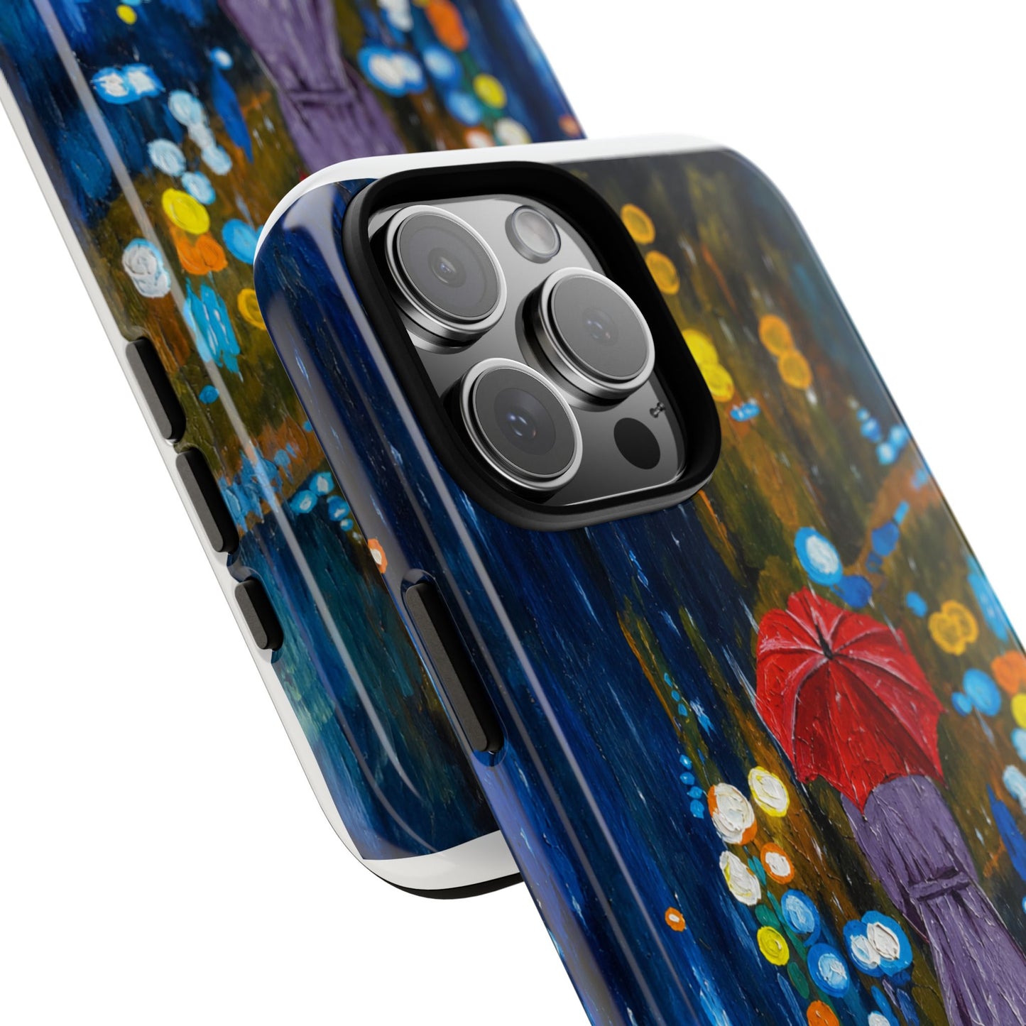 Rainy Night Phone Case — Woman with Red Umbrella Art