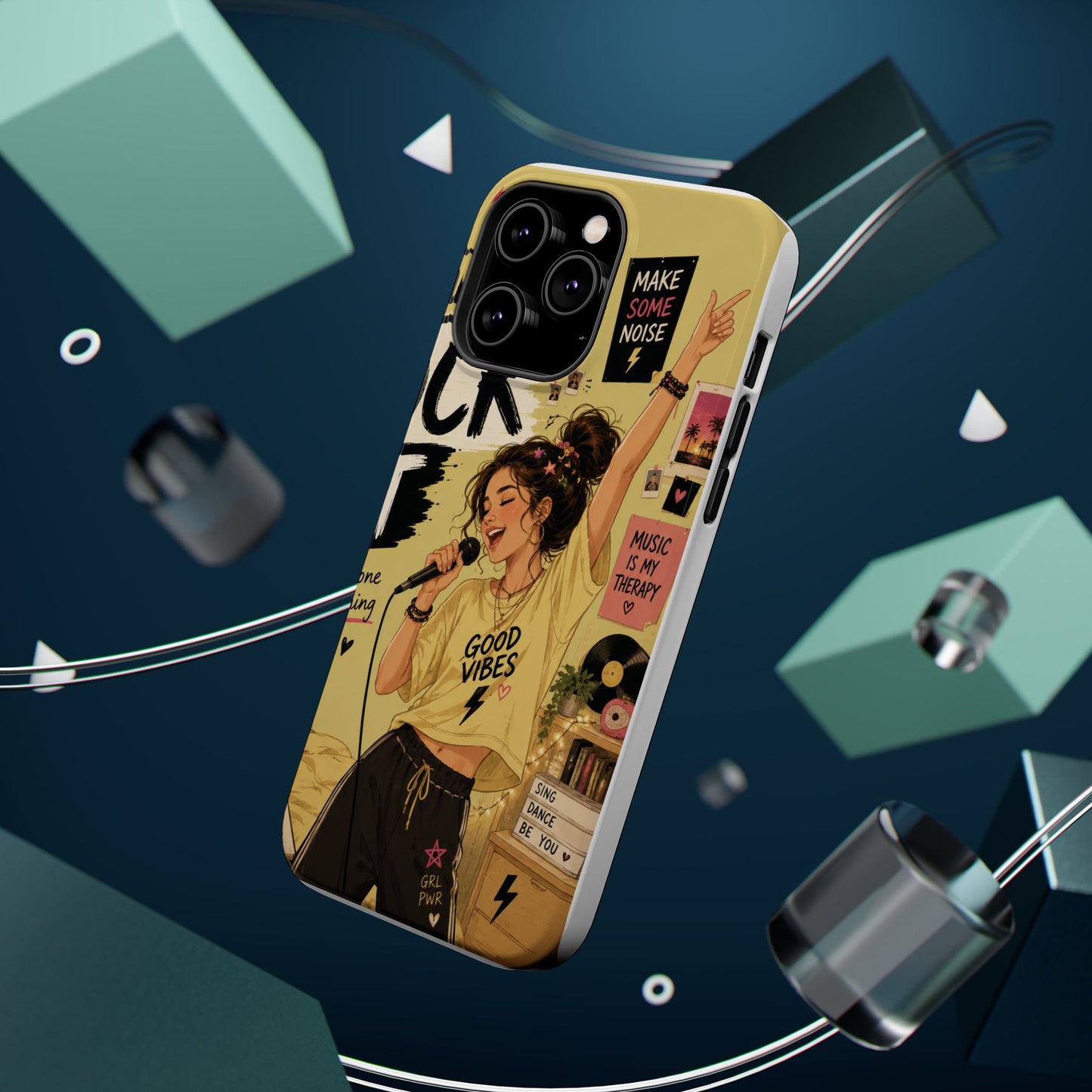 Singer Illustration Phone Case — 'Good Vibes' Magnetic Impact-Resistant Case