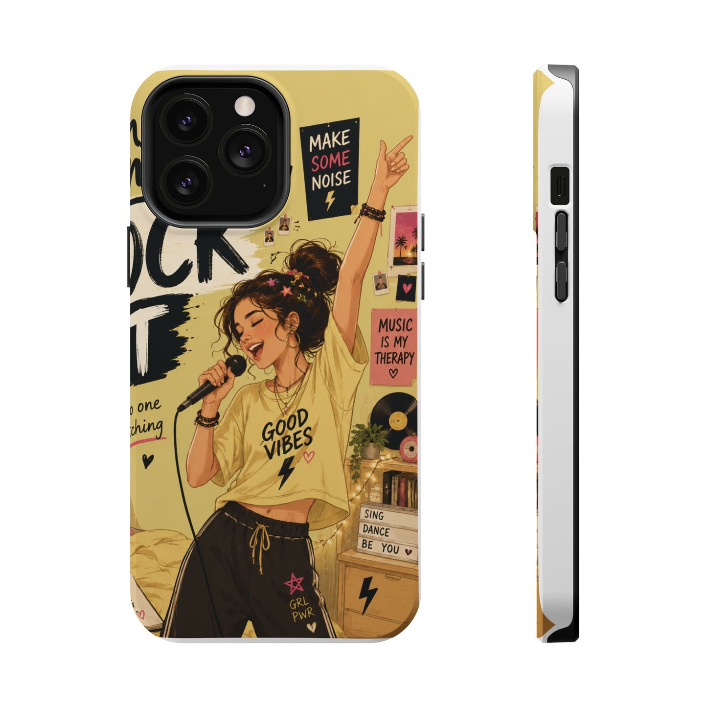 Singer Illustration Phone Case — 'Good Vibes' Magnetic Impact-Resistant Case