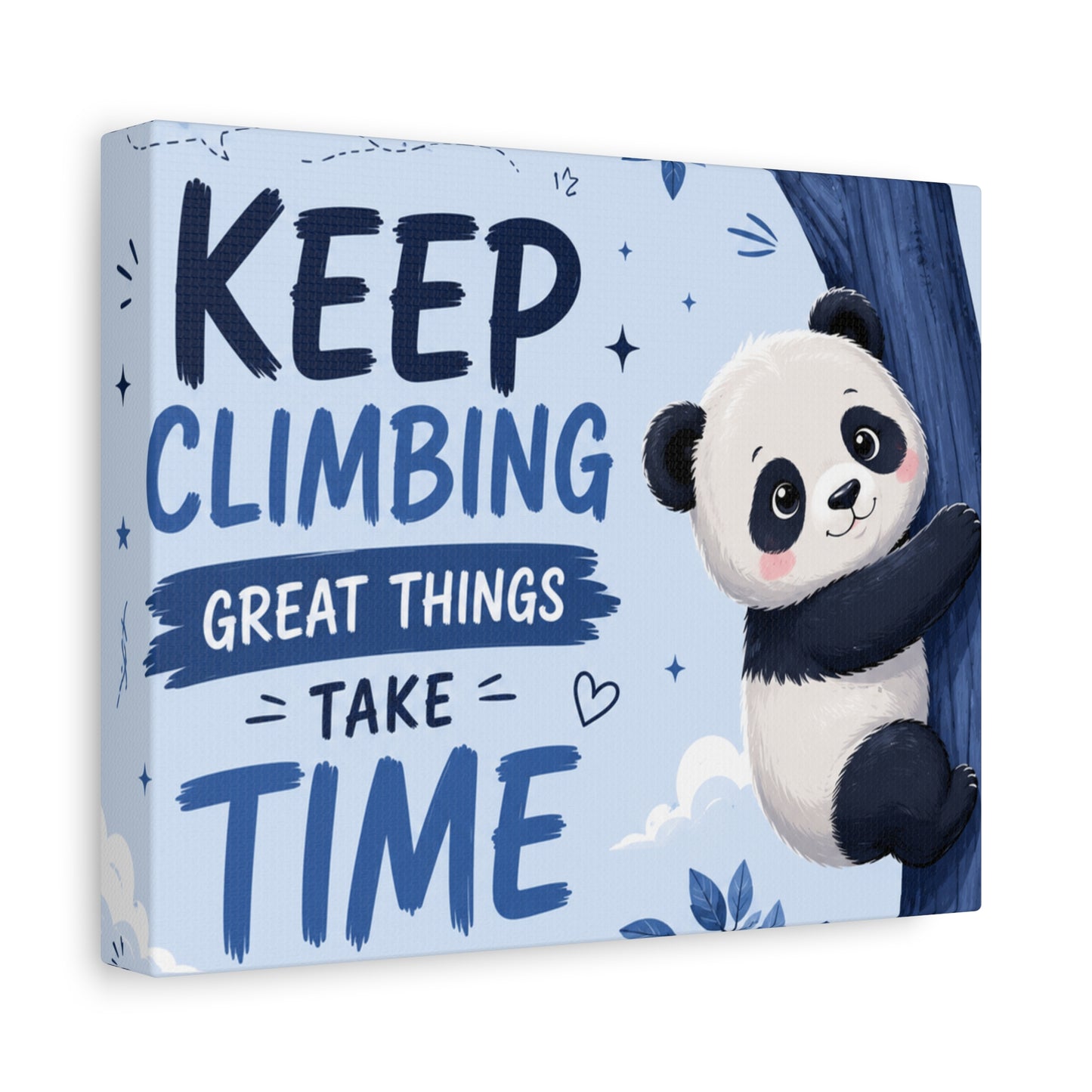 Keep Climbing Panda Canvas Wall Art – Cute Inspirational Nursery Decor for Kids Bedroom & Playroom
