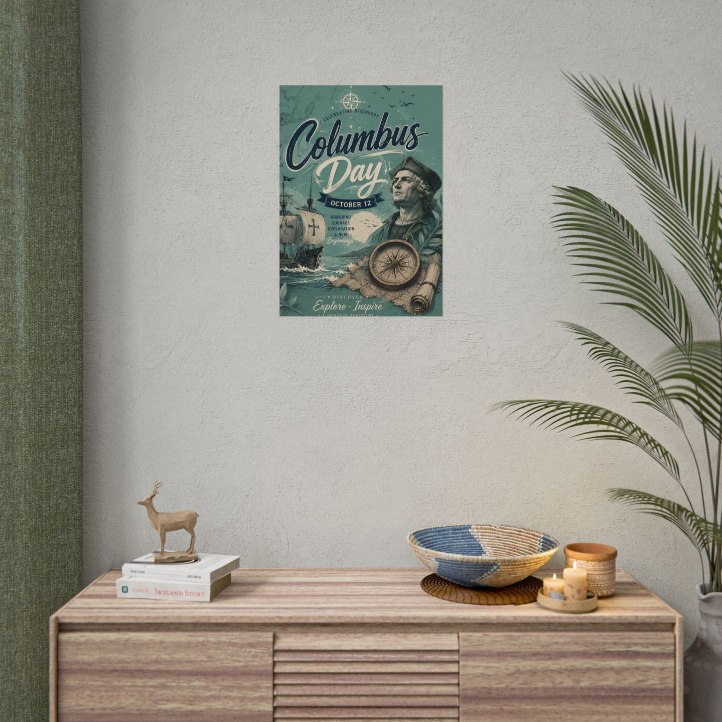 Columbus Day Poster — Rolled Vintage Exploration Print (October 12)