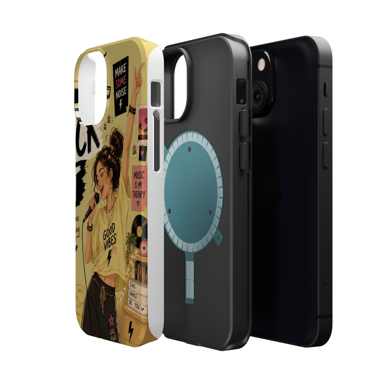 Singer Illustration Phone Case — 'Good Vibes' Magnetic Impact-Resistant Case
