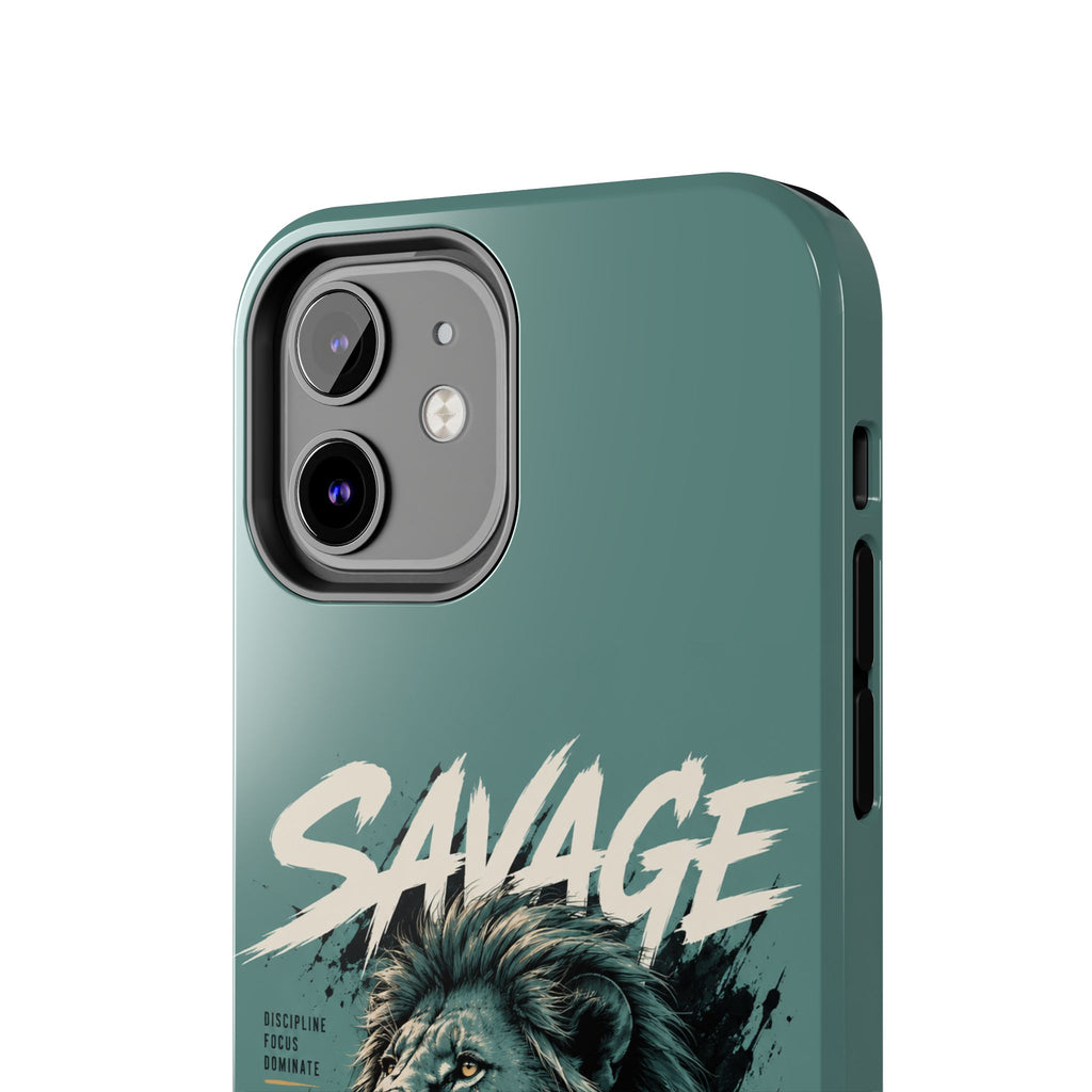 Savage Lion Tough Phone Case – 'Born to Lead' Rugged Protective Cover