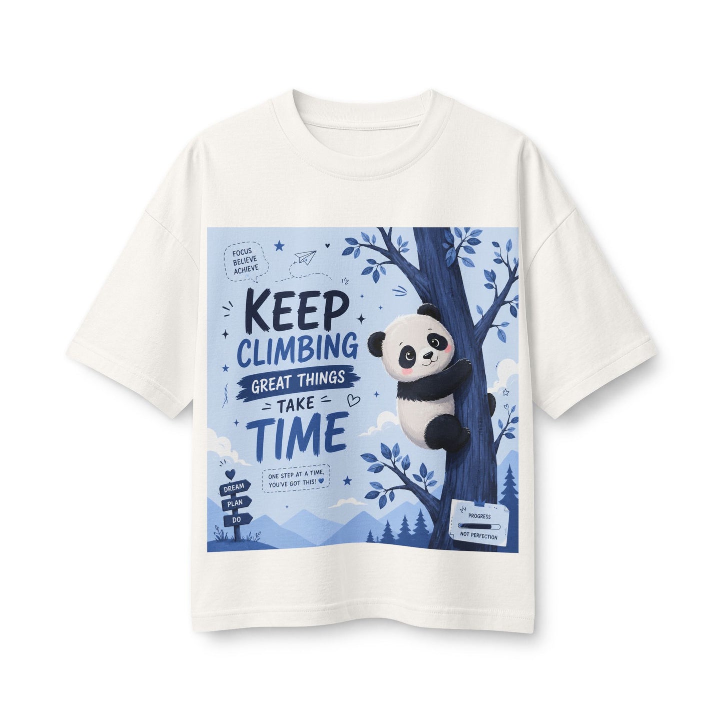 Keep Climbing Panda Tee — Inspirational Women’s Graphic T-Shirt