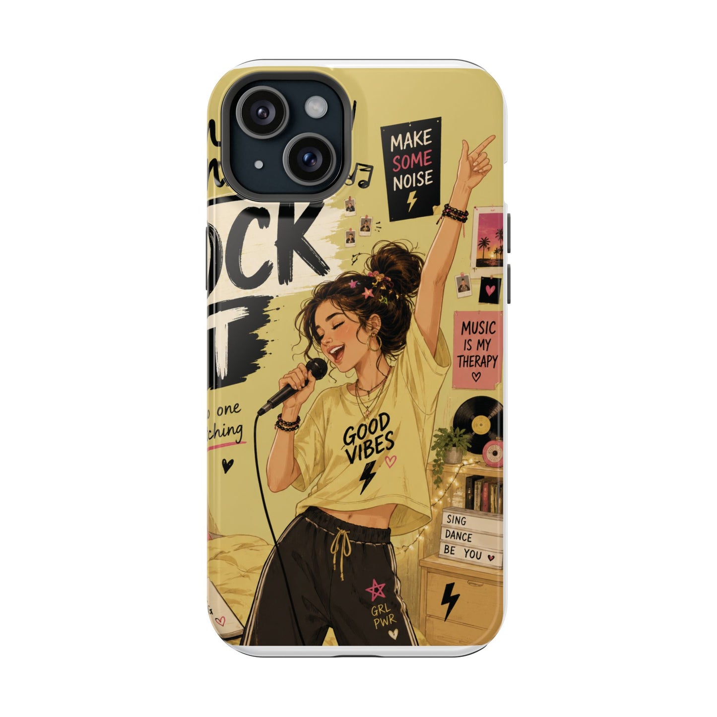 Singer Illustration Phone Case — 'Good Vibes' Magnetic Impact-Resistant Case