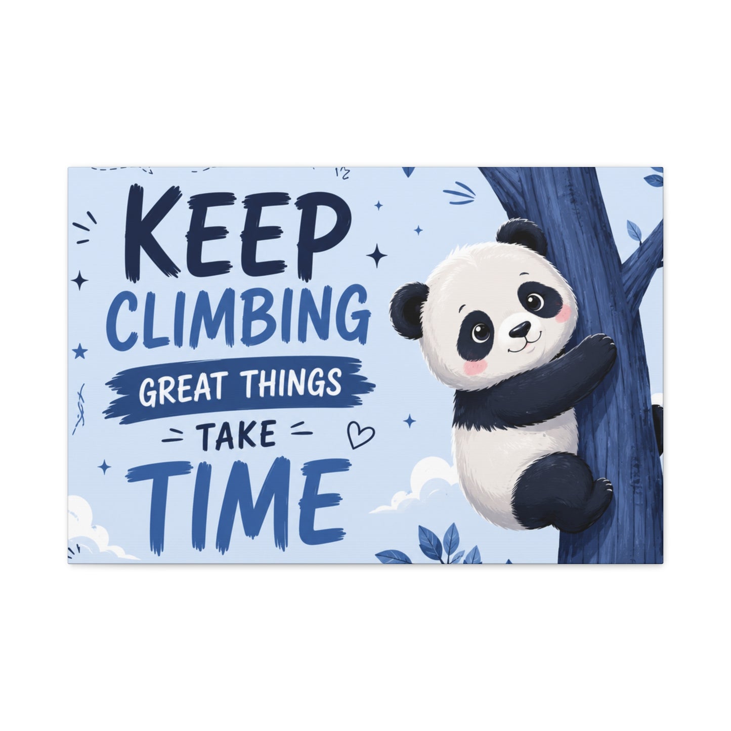 Keep Climbing Panda Canvas Wall Art – Cute Inspirational Nursery Decor for Kids Bedroom & Playroom