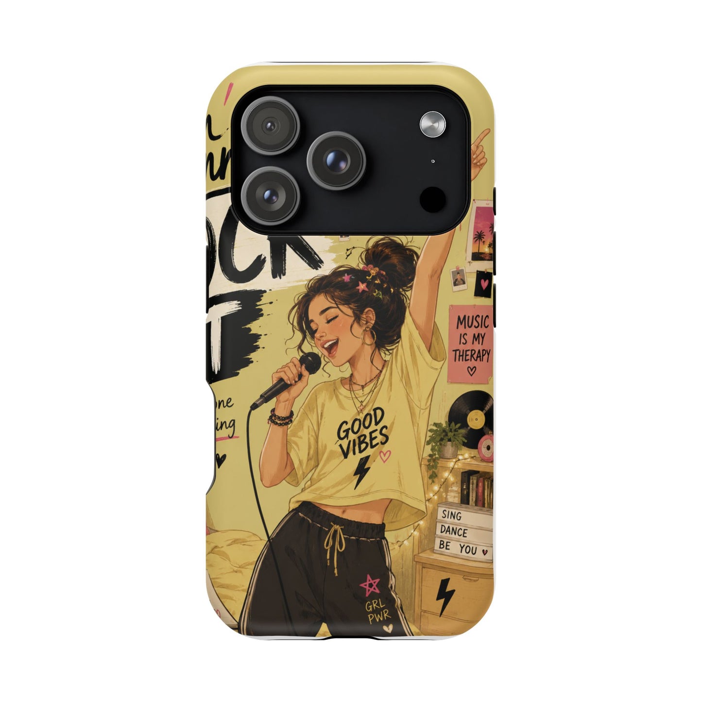 Singer Illustration Phone Case — 'Good Vibes' Magnetic Impact-Resistant Case