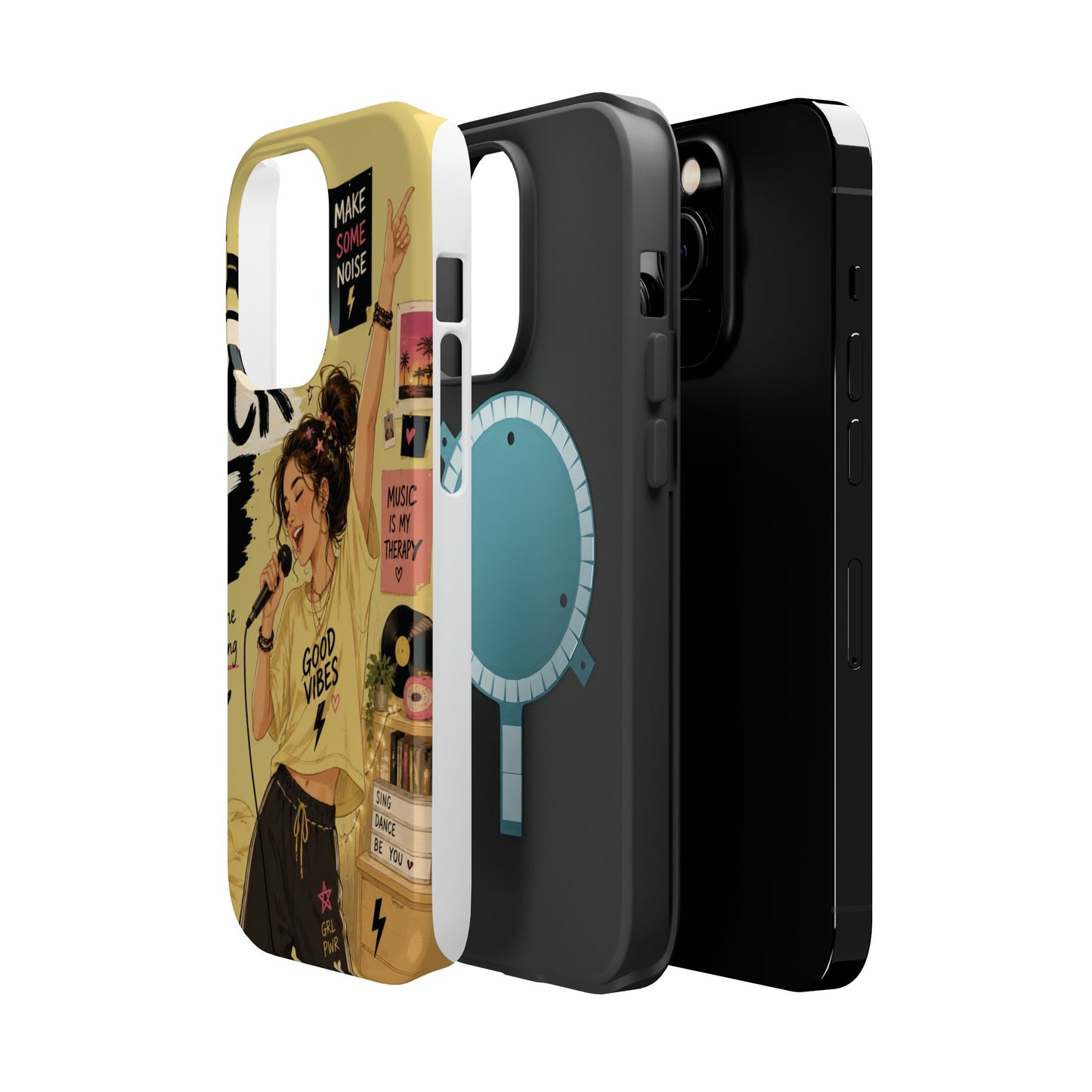 Singer Illustration Phone Case — 'Good Vibes' Magnetic Impact-Resistant Case