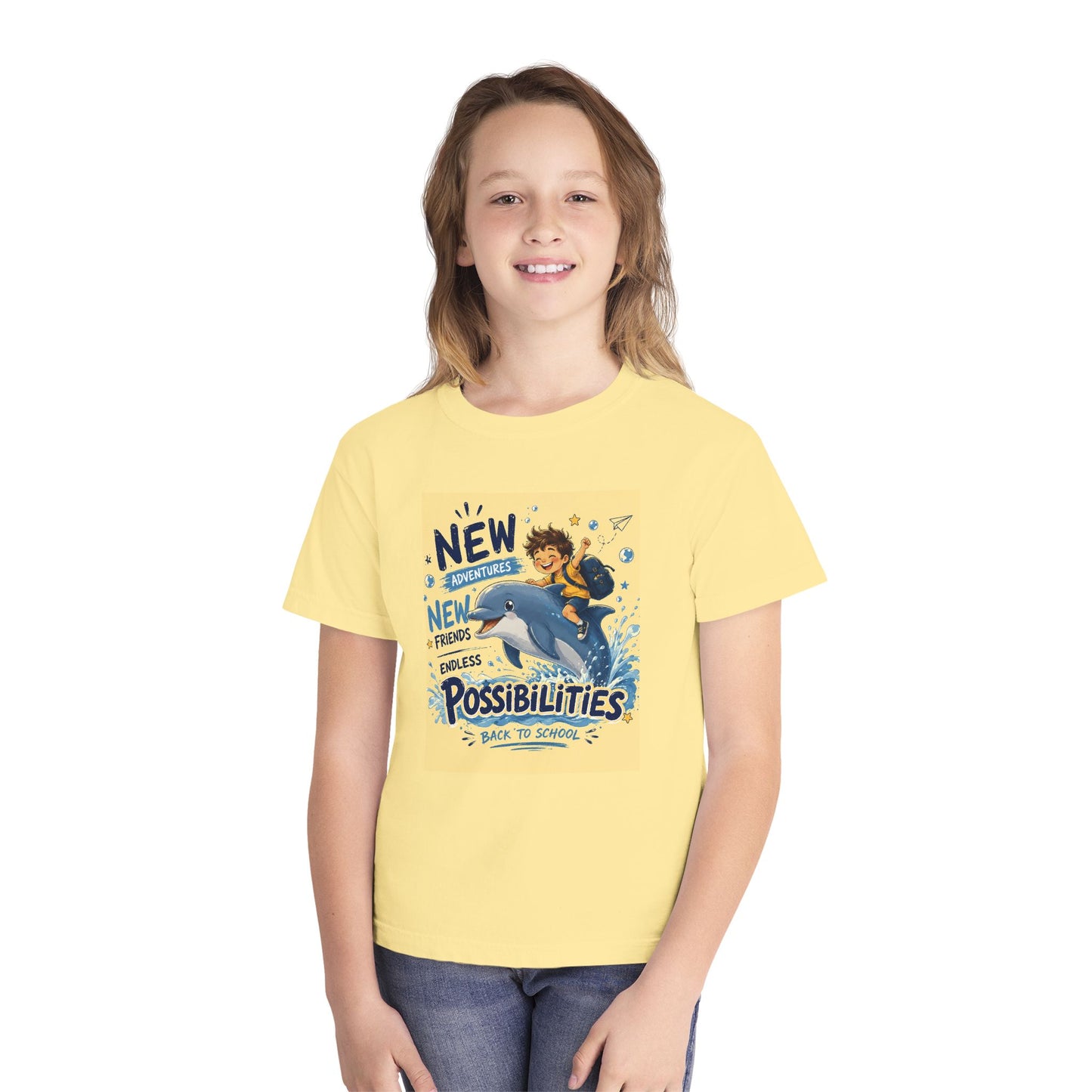 Youth Tee — "New Adventures, New Friends, Endless Possibilities" Back-to-School Graphic