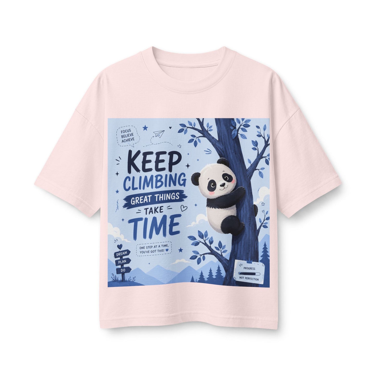 Keep Climbing Panda Tee — Inspirational Women’s Graphic T-Shirt