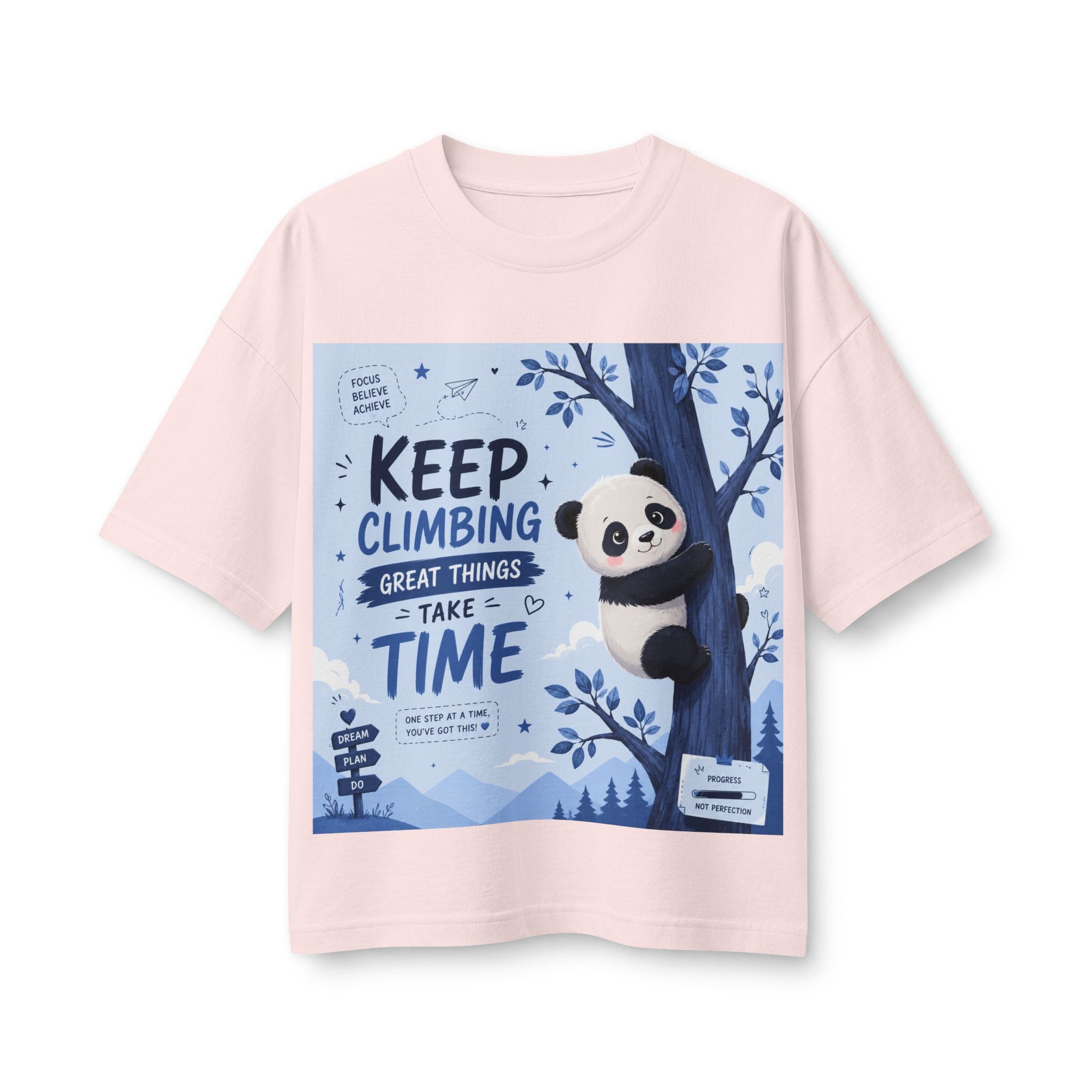 Keep Climbing Panda Tee — Inspirational Women’s Graphic T-Shirt