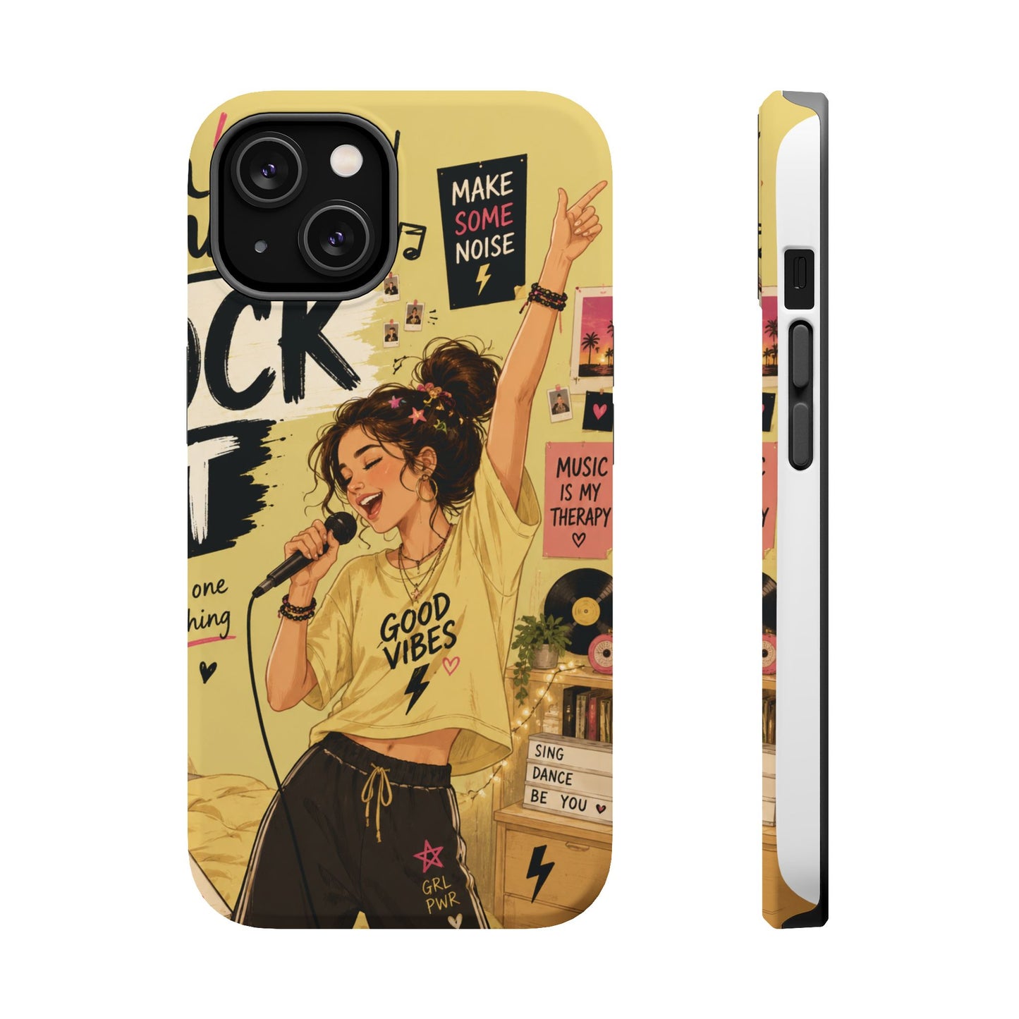 Singer Illustration Phone Case — 'Good Vibes' Magnetic Impact-Resistant Case