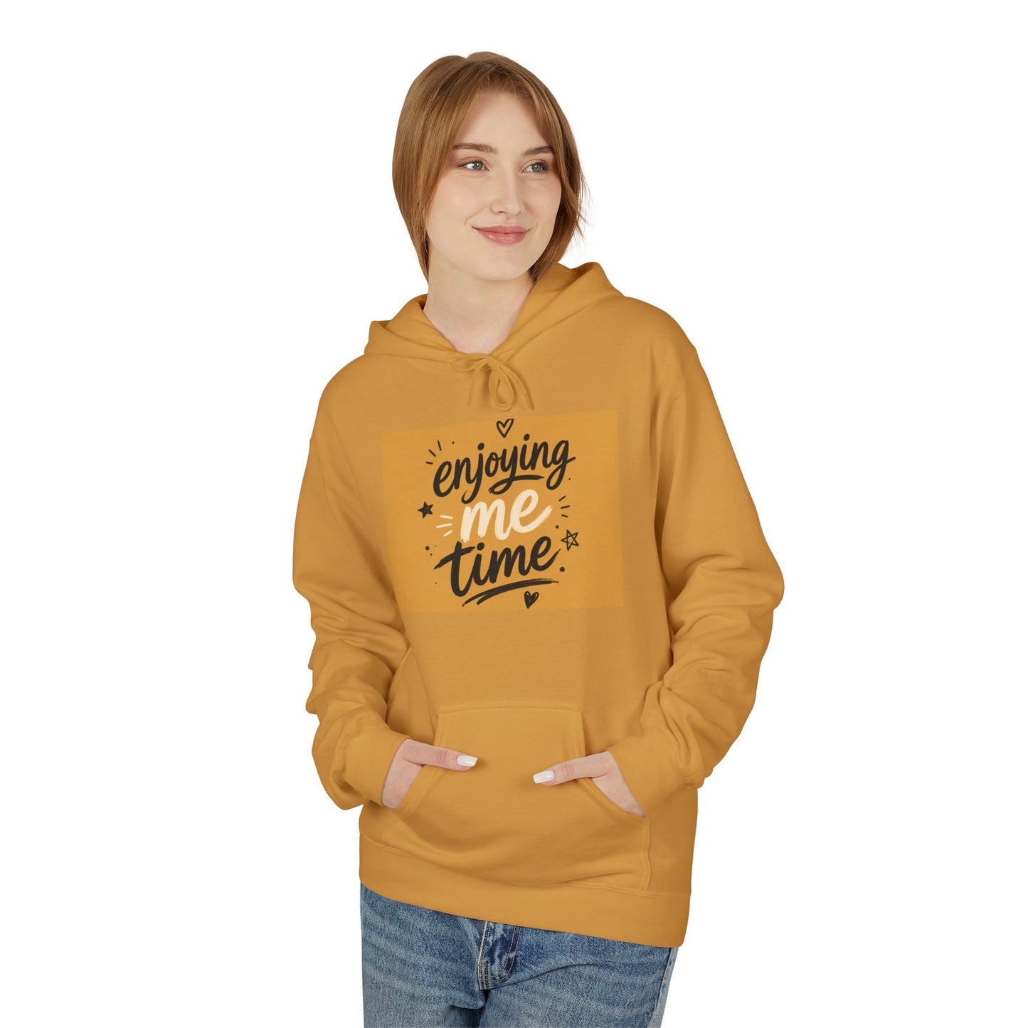 Enjoying Me Time Graphic Hoodie – Cozy Unisex Fleece Sweatshirt with Music Lover Back Print
