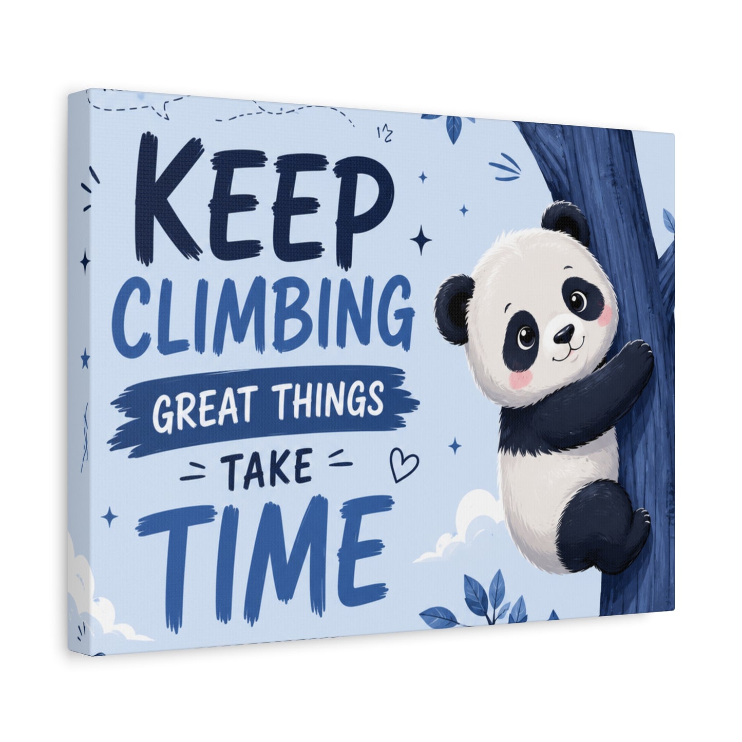 Keep Climbing Panda Canvas Wall Art – Cute Inspirational Nursery Decor for Kids Bedroom & Playroom