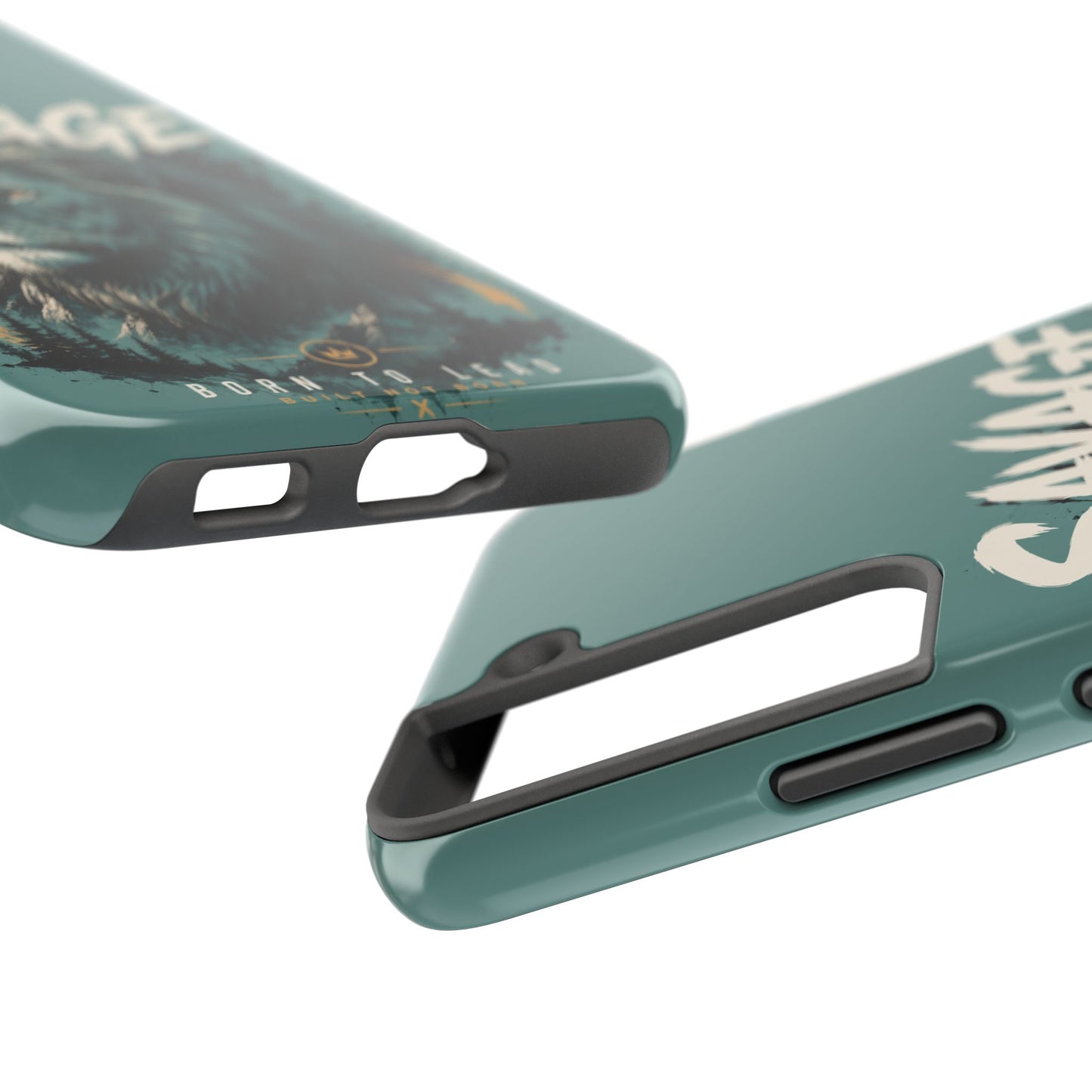 Savage Lion Tough Phone Case – 'Born to Lead' Rugged Protective Cover
