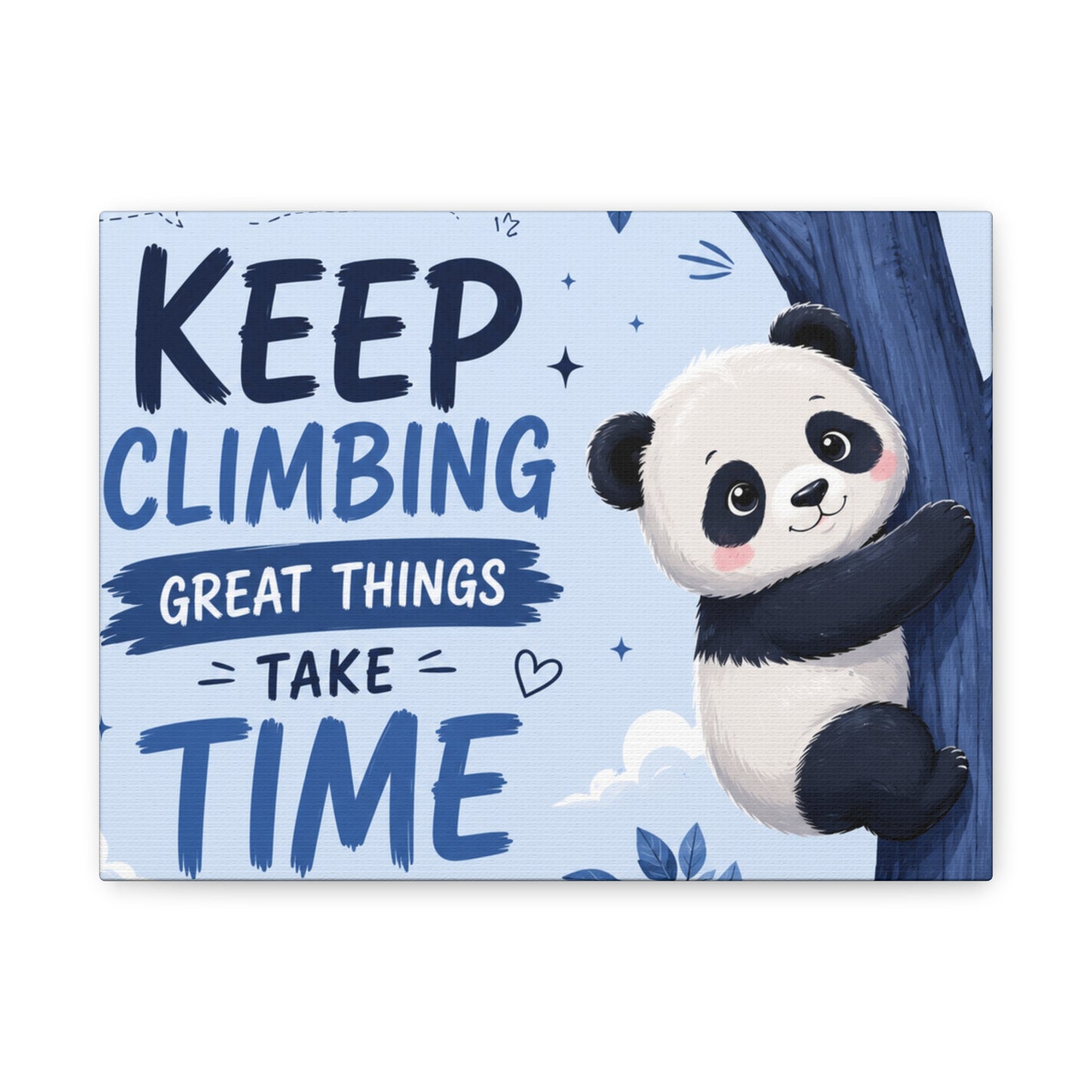 Keep Climbing Panda Canvas Wall Art – Cute Inspirational Nursery Decor for Kids Bedroom & Playroom
