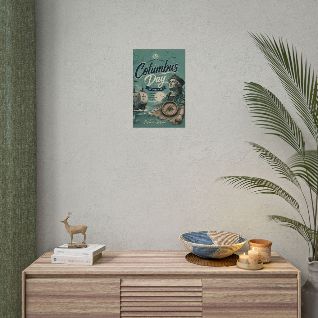 Columbus Day Poster — Rolled Vintage Exploration Print (October 12)