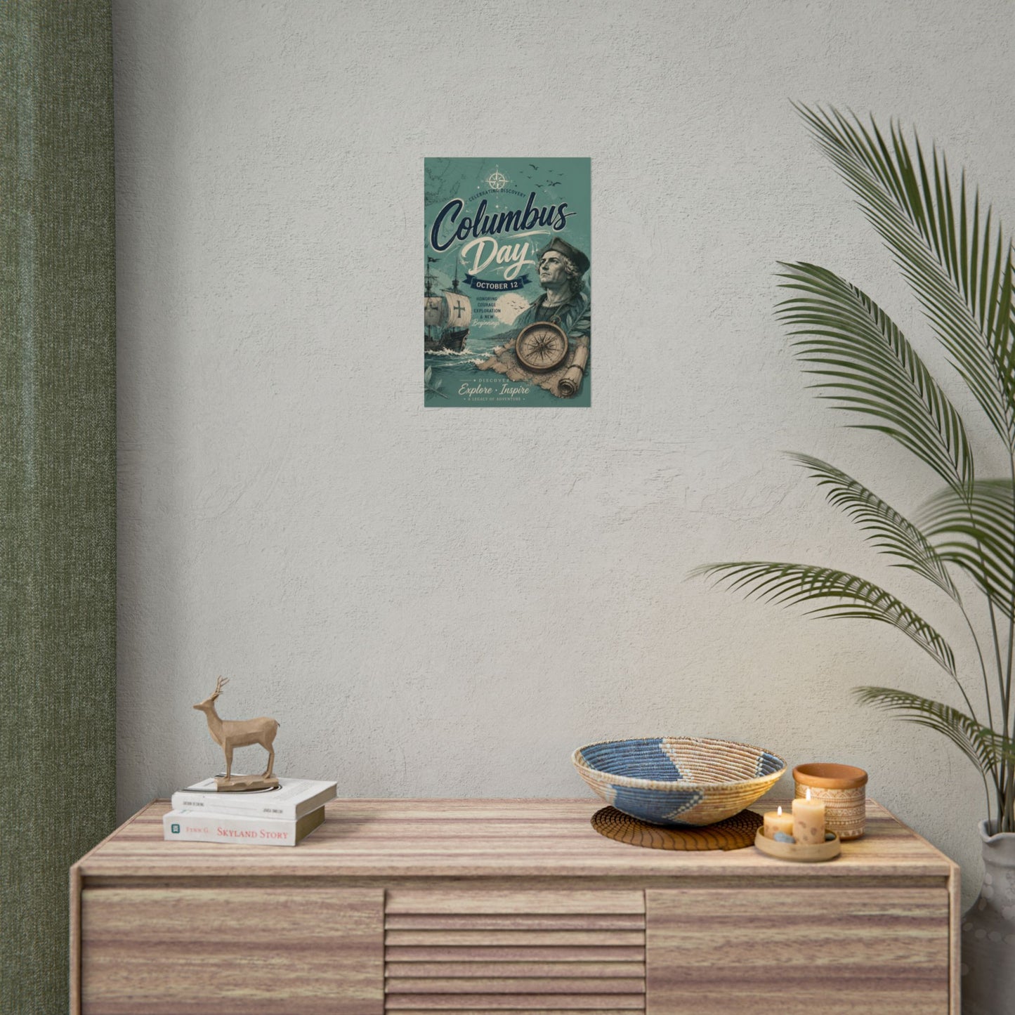 Columbus Day Poster — Rolled Vintage Exploration Print (October 12)