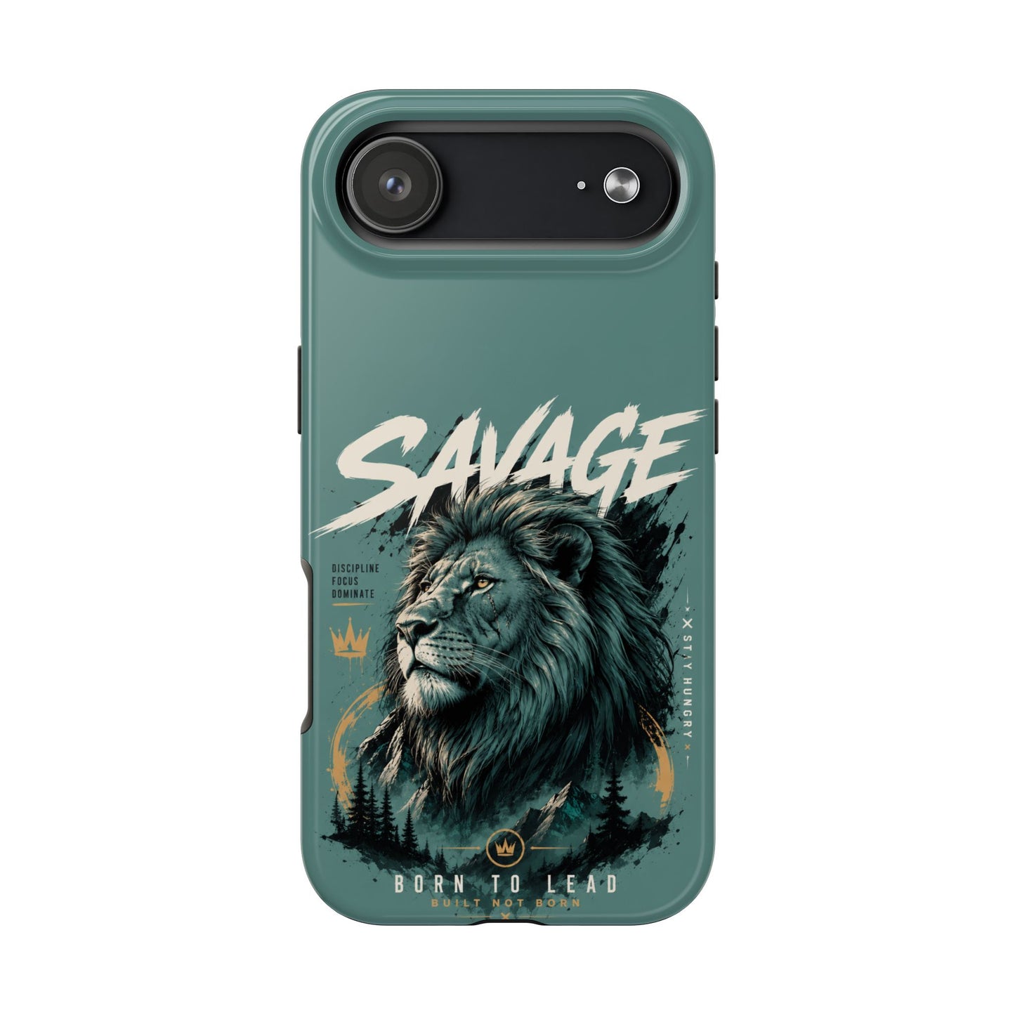 Savage Lion Tough Phone Case – 'Born to Lead' Rugged Protective Cover