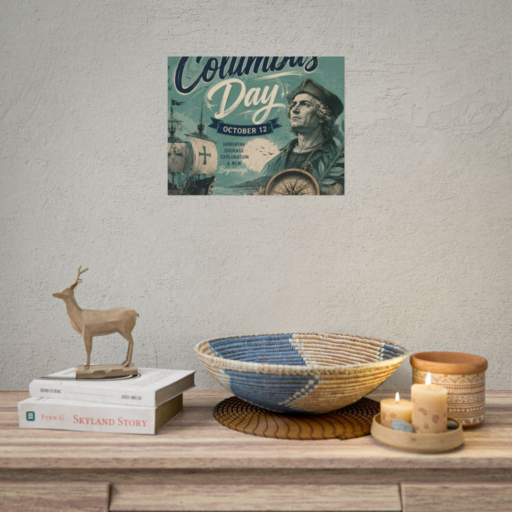 Columbus Day Poster — Rolled Vintage Exploration Print (October 12)