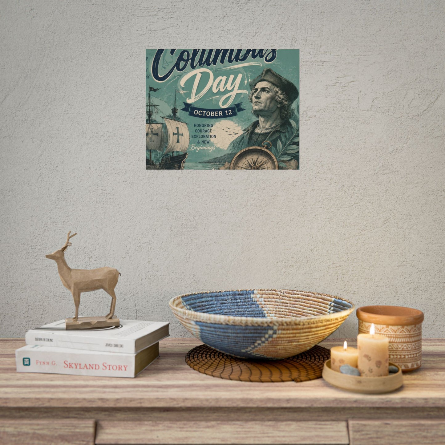 Columbus Day Poster — Rolled Vintage Exploration Print (October 12)