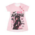 Not Your Average Pink Anime T-Shirt Dress — Feminine Graphic AOP Dress