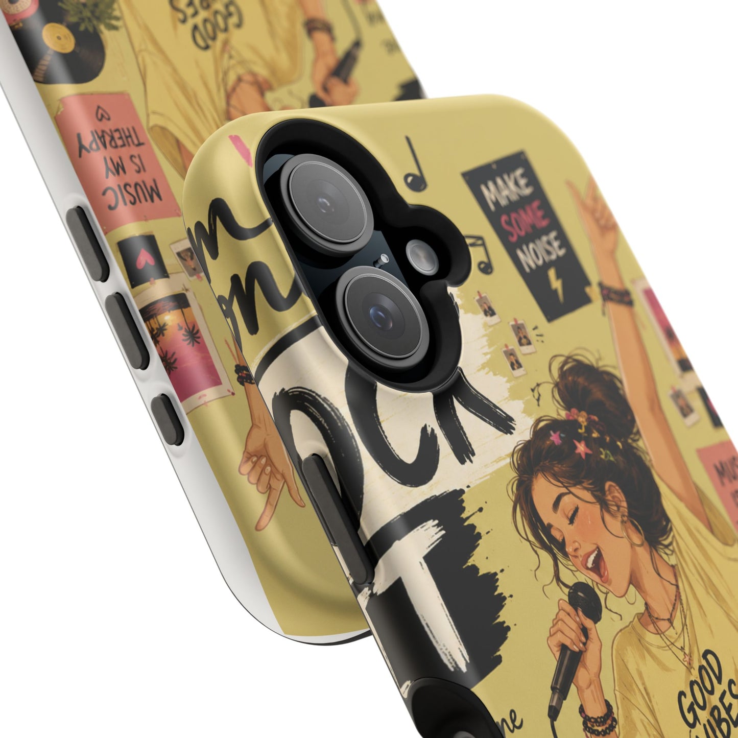 Singer Illustration Phone Case — 'Good Vibes' Magnetic Impact-Resistant Case