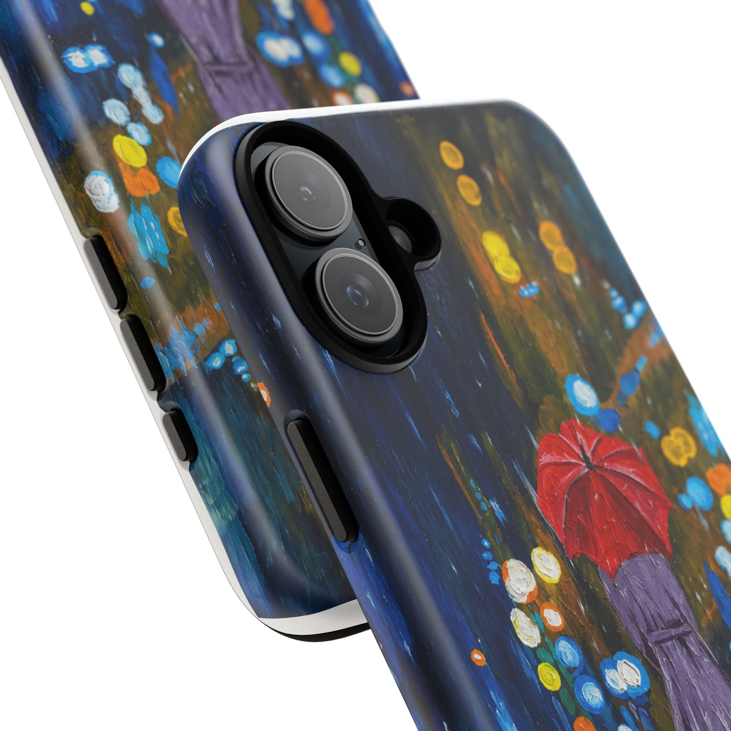 Rainy Night Phone Case — Woman with Red Umbrella Art