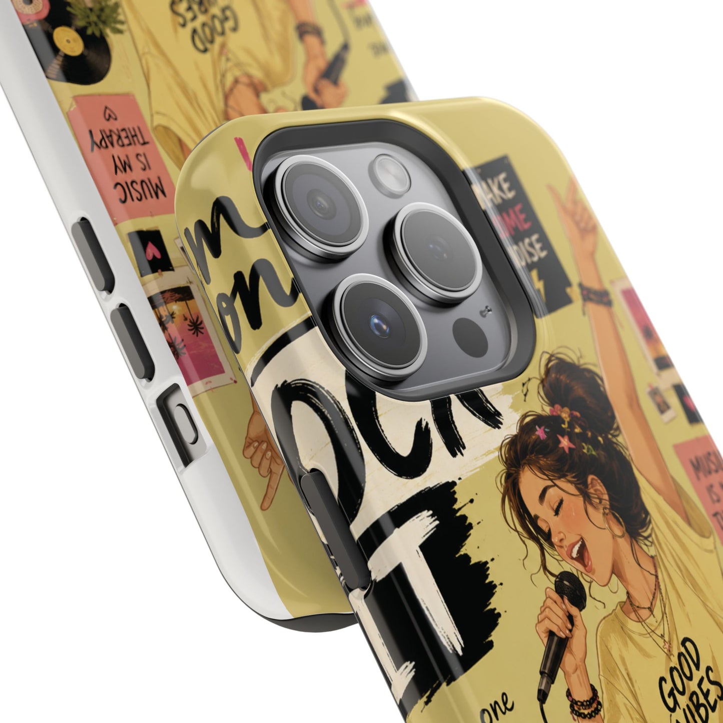 Singer Illustration Phone Case — 'Good Vibes' Magnetic Impact-Resistant Case