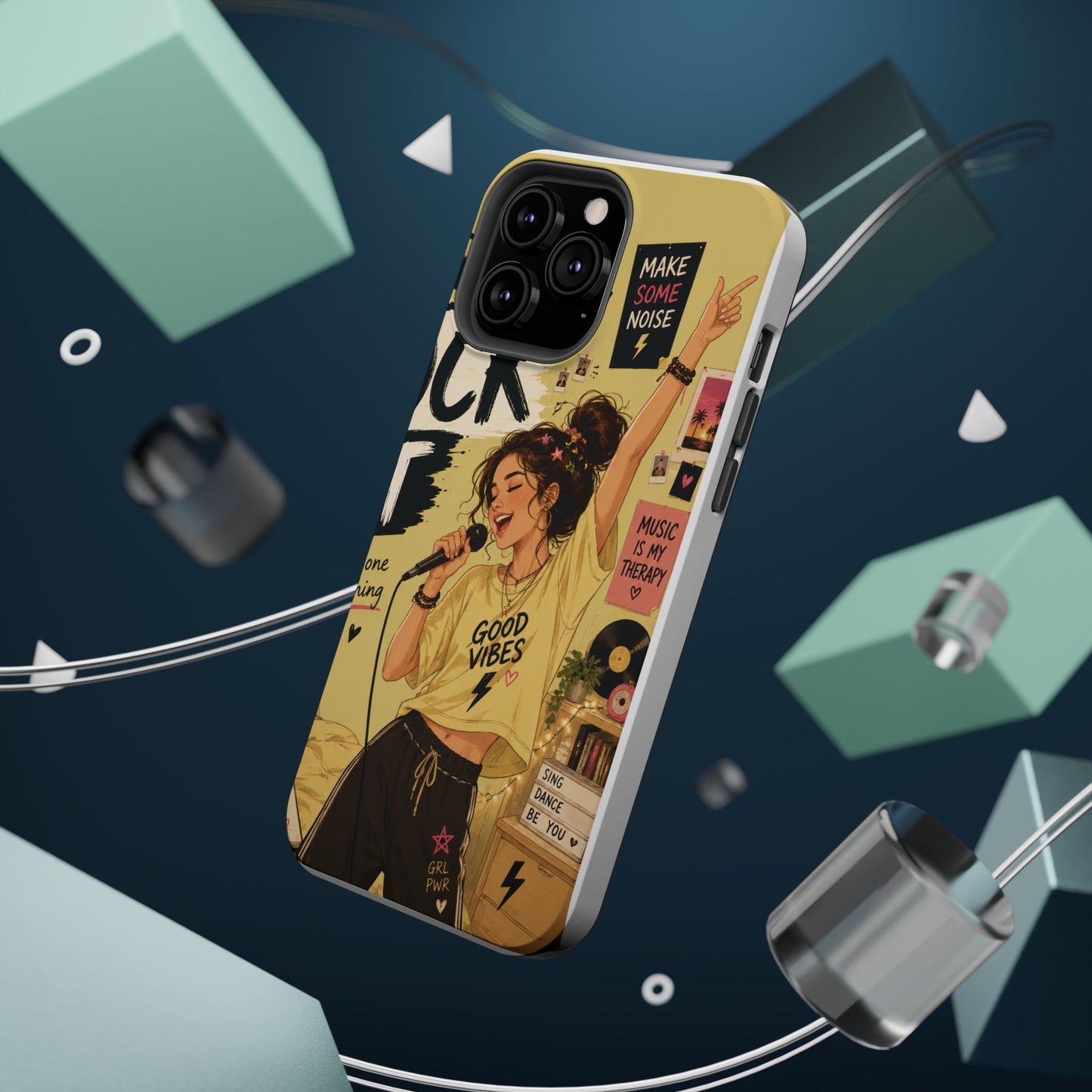 Singer Illustration Phone Case — 'Good Vibes' Magnetic Impact-Resistant Case