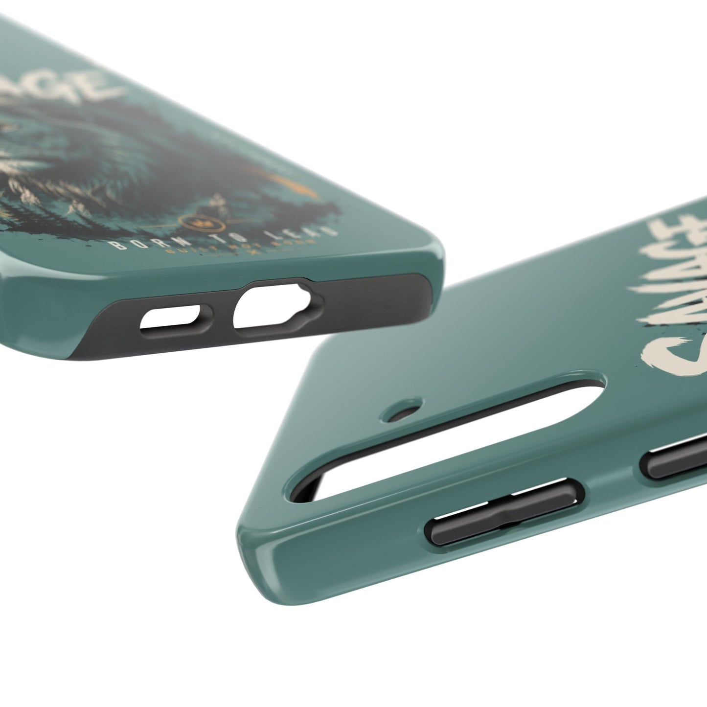 Savage Lion Tough Phone Case – 'Born to Lead' Rugged Protective Cover