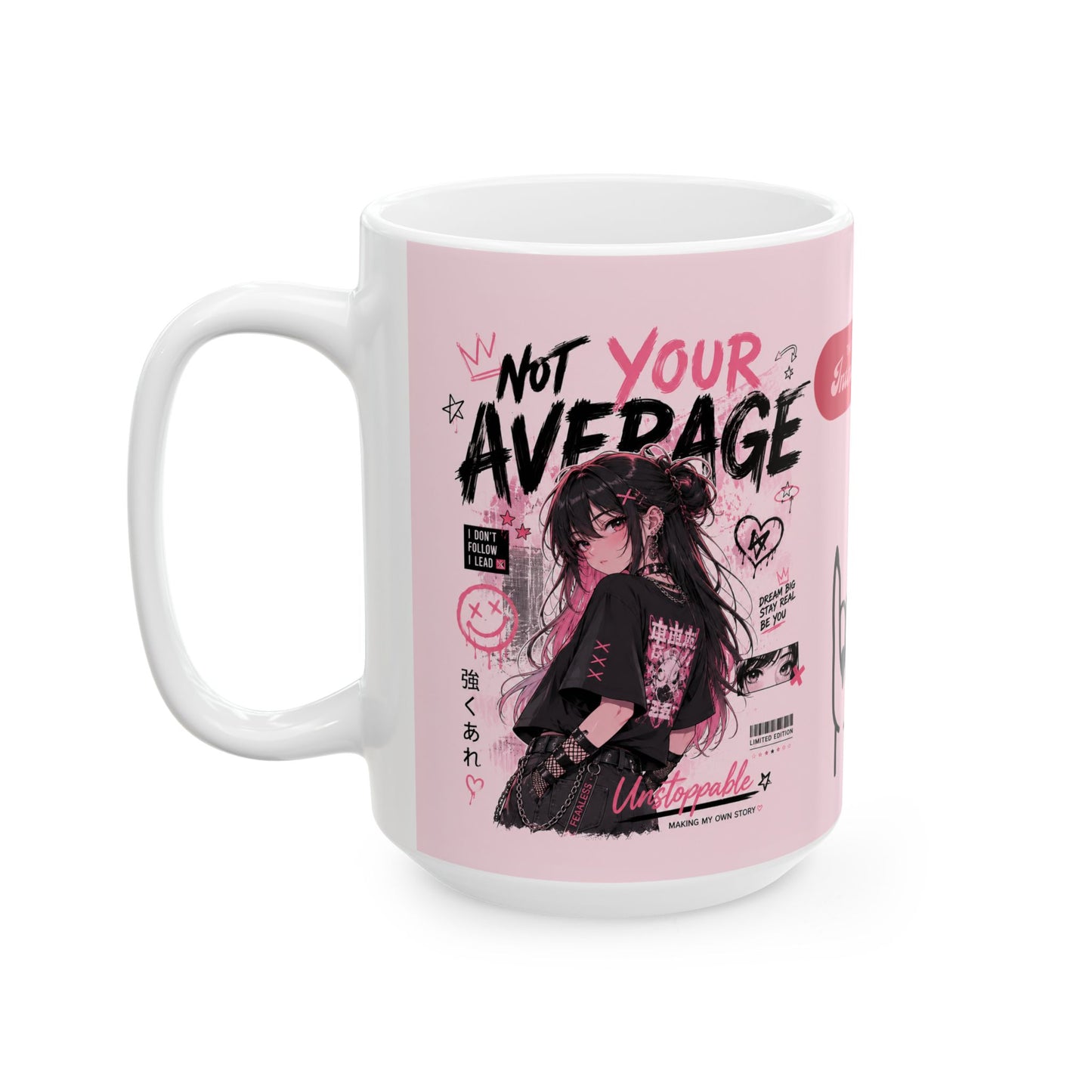 Pink Intersectional Feminist Ceramic Mug (11oz/15oz) — Cute Cat & Love Graphics