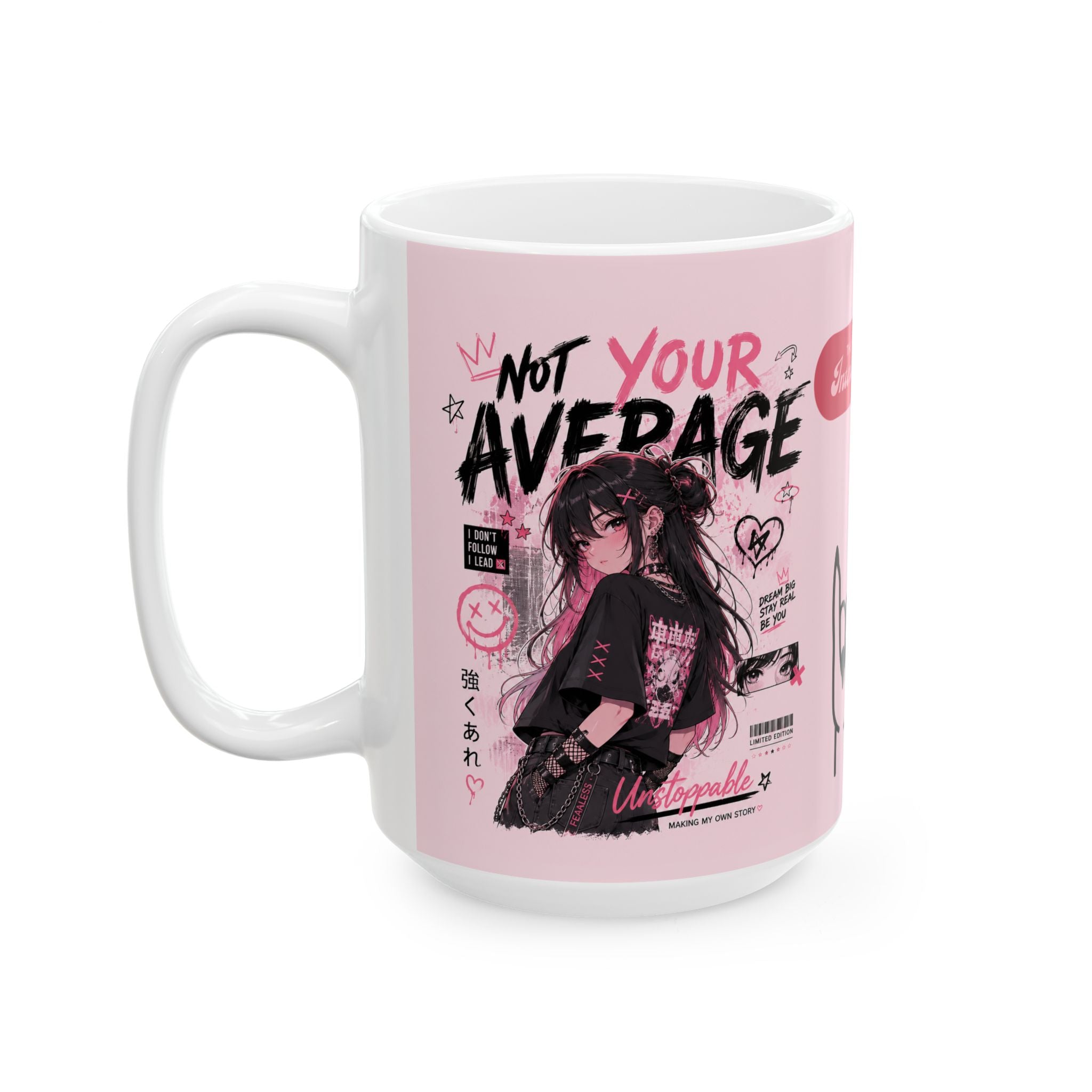 Pink Intersectional Feminist Ceramic Mug (11oz/15oz) — Cute Cat & Love Graphics