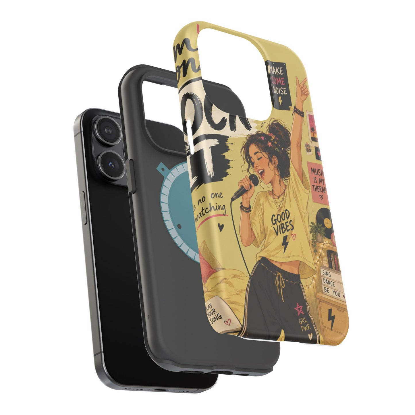 Singer Illustration Phone Case — 'Good Vibes' Magnetic Impact-Resistant Case