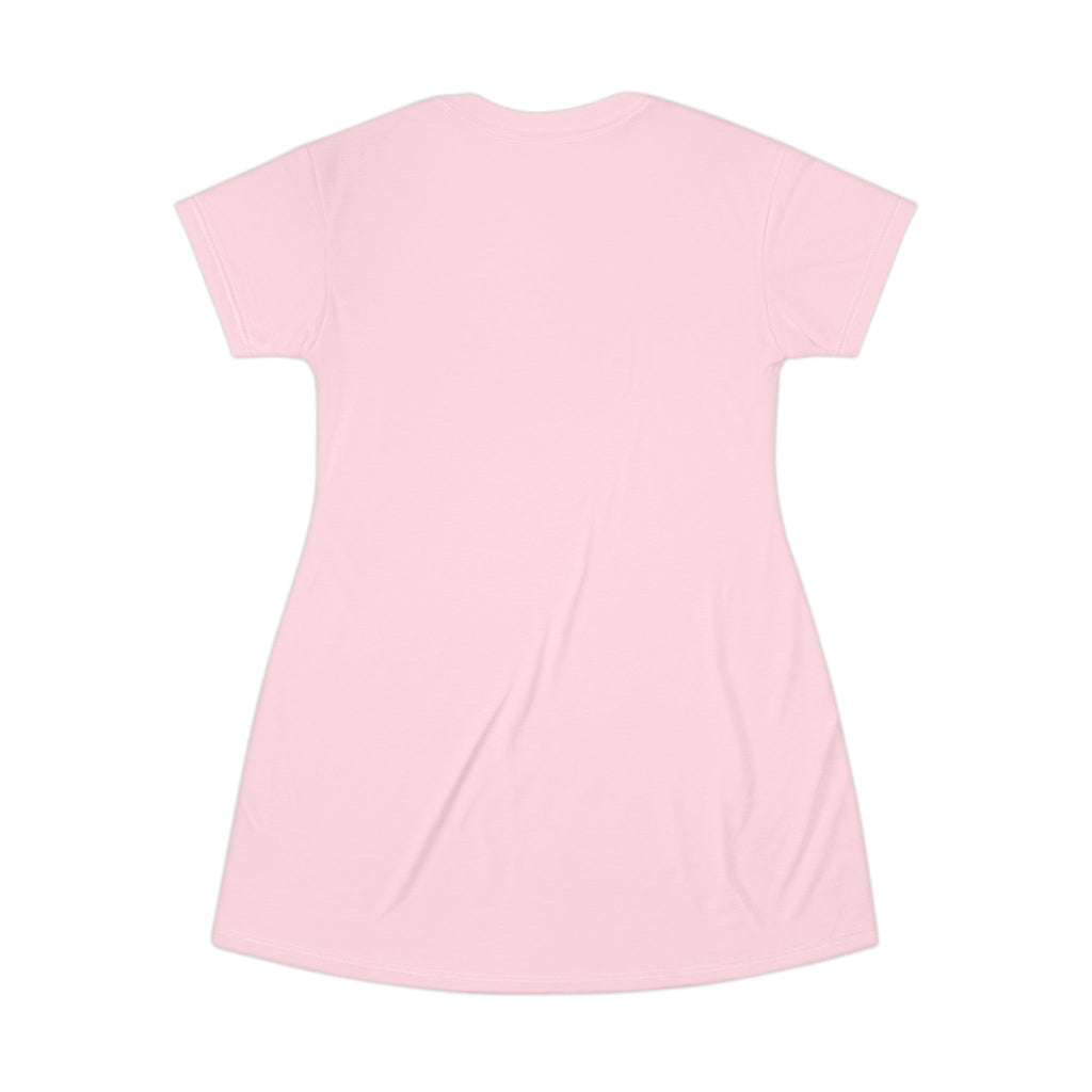 Not Your Average Pink Anime T-Shirt Dress — Feminine Graphic AOP Dress