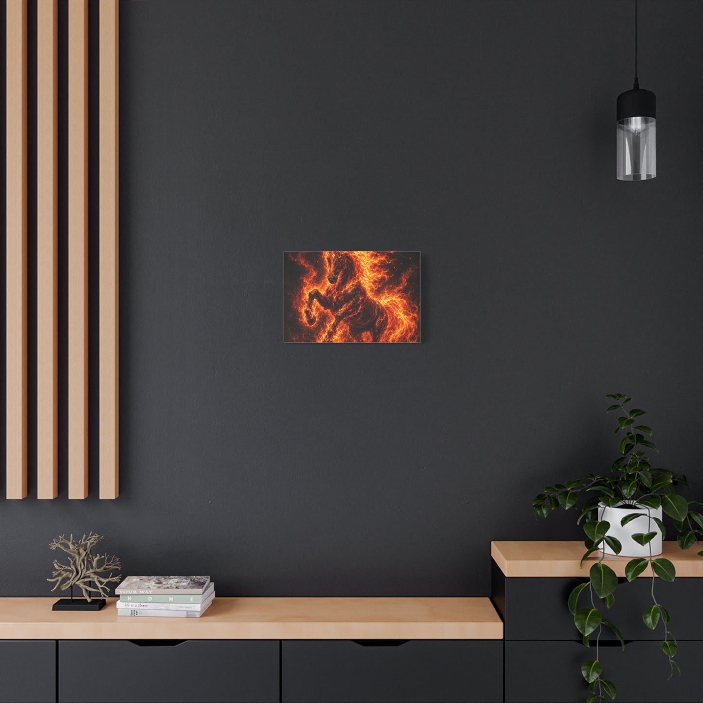 Fiery Horse Canvas Wall Art – Flaming Stallion Matte Stretched Print