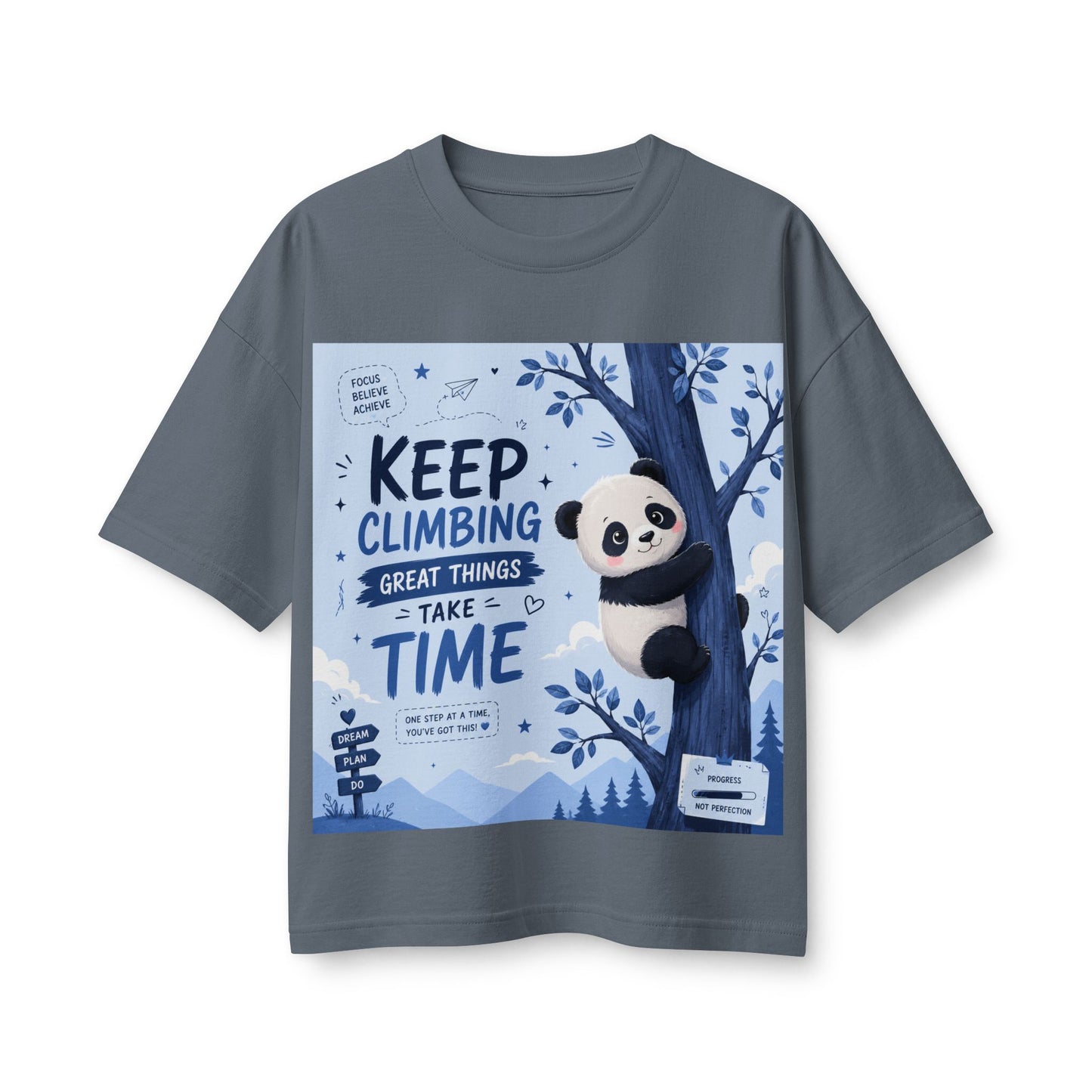 Keep Climbing Panda Tee — Inspirational Women’s Graphic T-Shirt