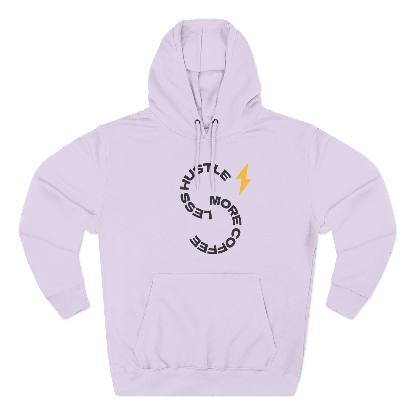 Hoodie — 'Hustle More, Coffee Less' Lightning Logo & Western Cowboy Back Print