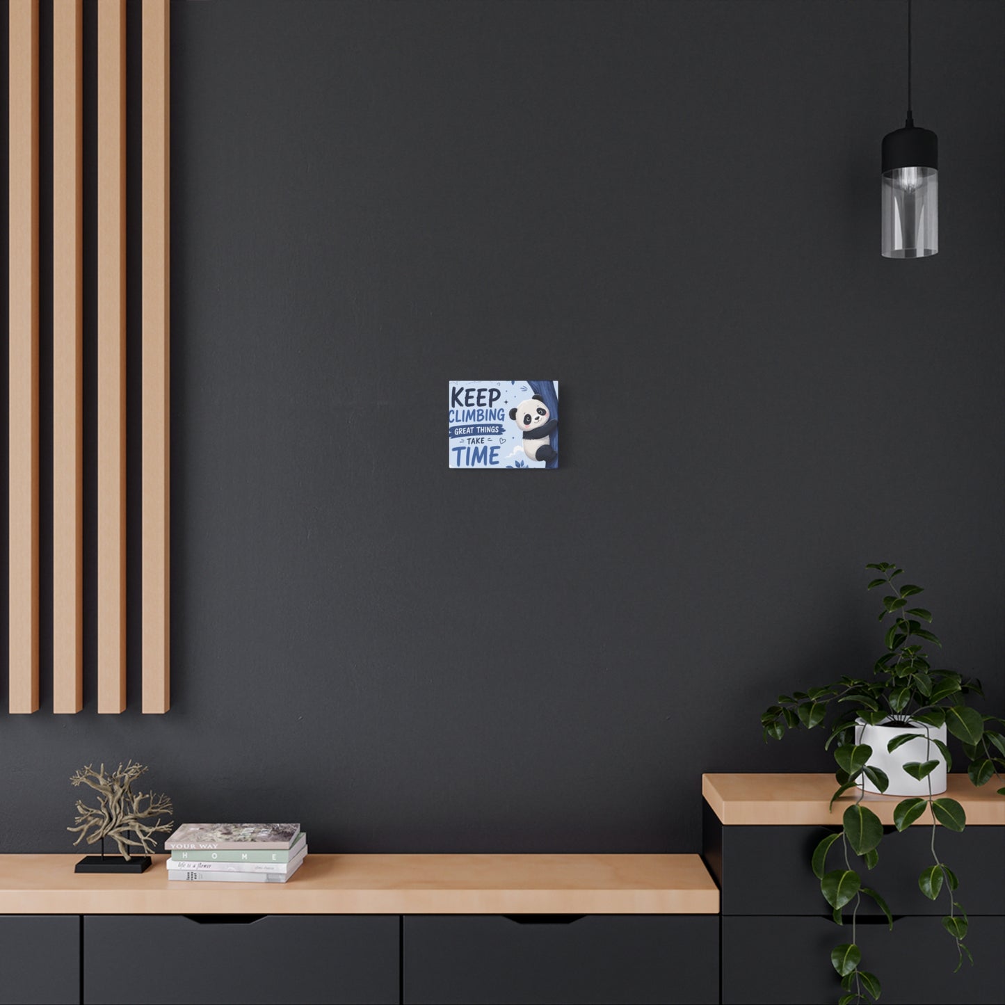 Keep Climbing Panda Canvas Wall Art – Cute Inspirational Nursery Decor for Kids Bedroom & Playroom