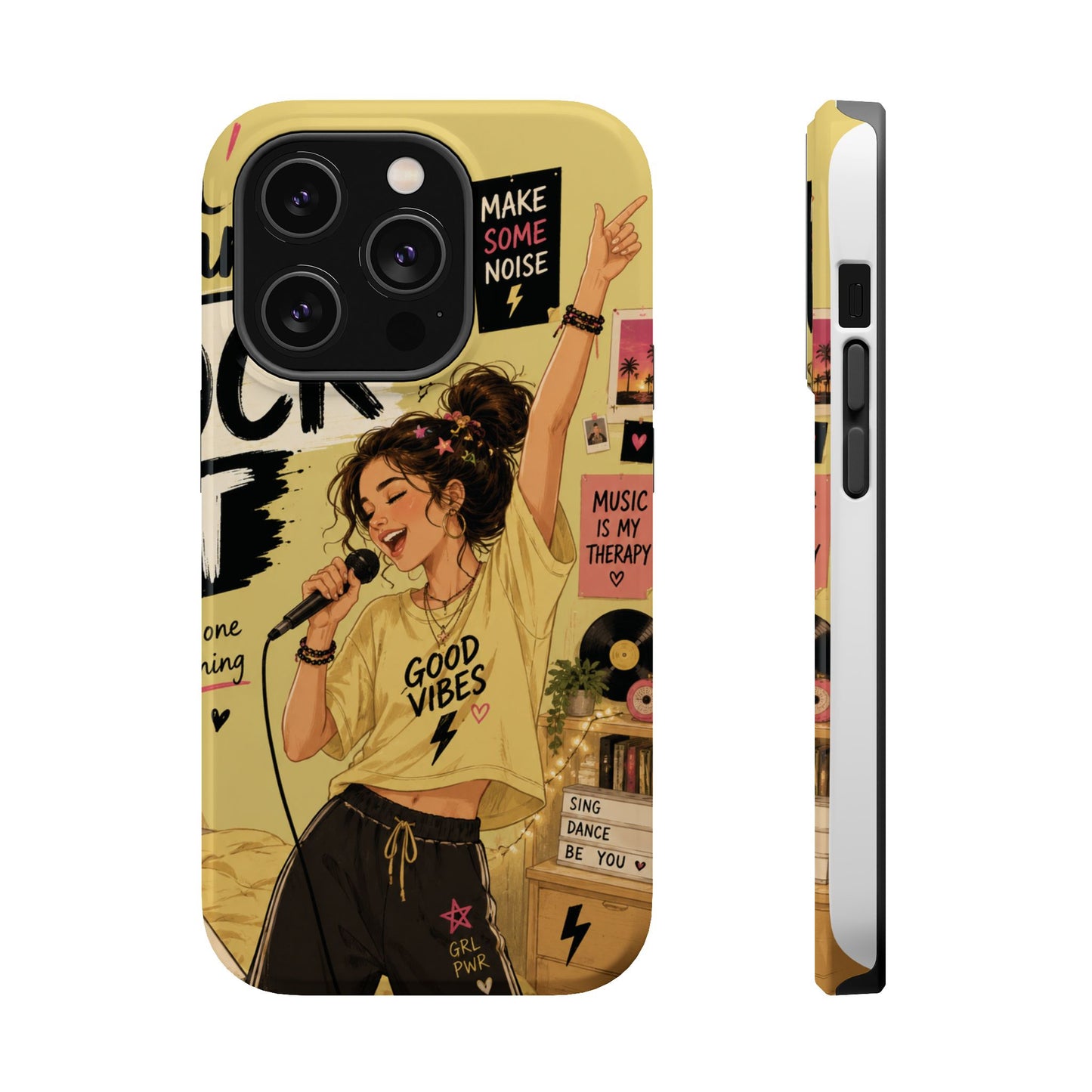 Singer Illustration Phone Case — 'Good Vibes' Magnetic Impact-Resistant Case