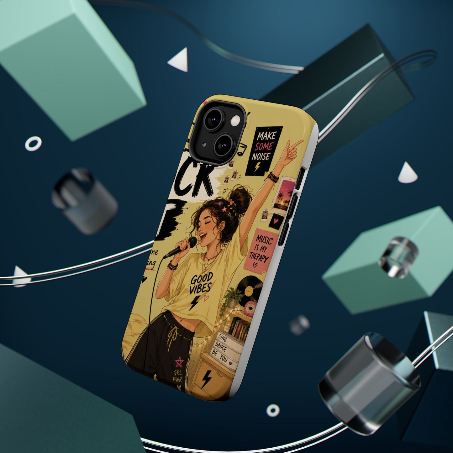 Singer Illustration Phone Case — 'Good Vibes' Magnetic Impact-Resistant Case