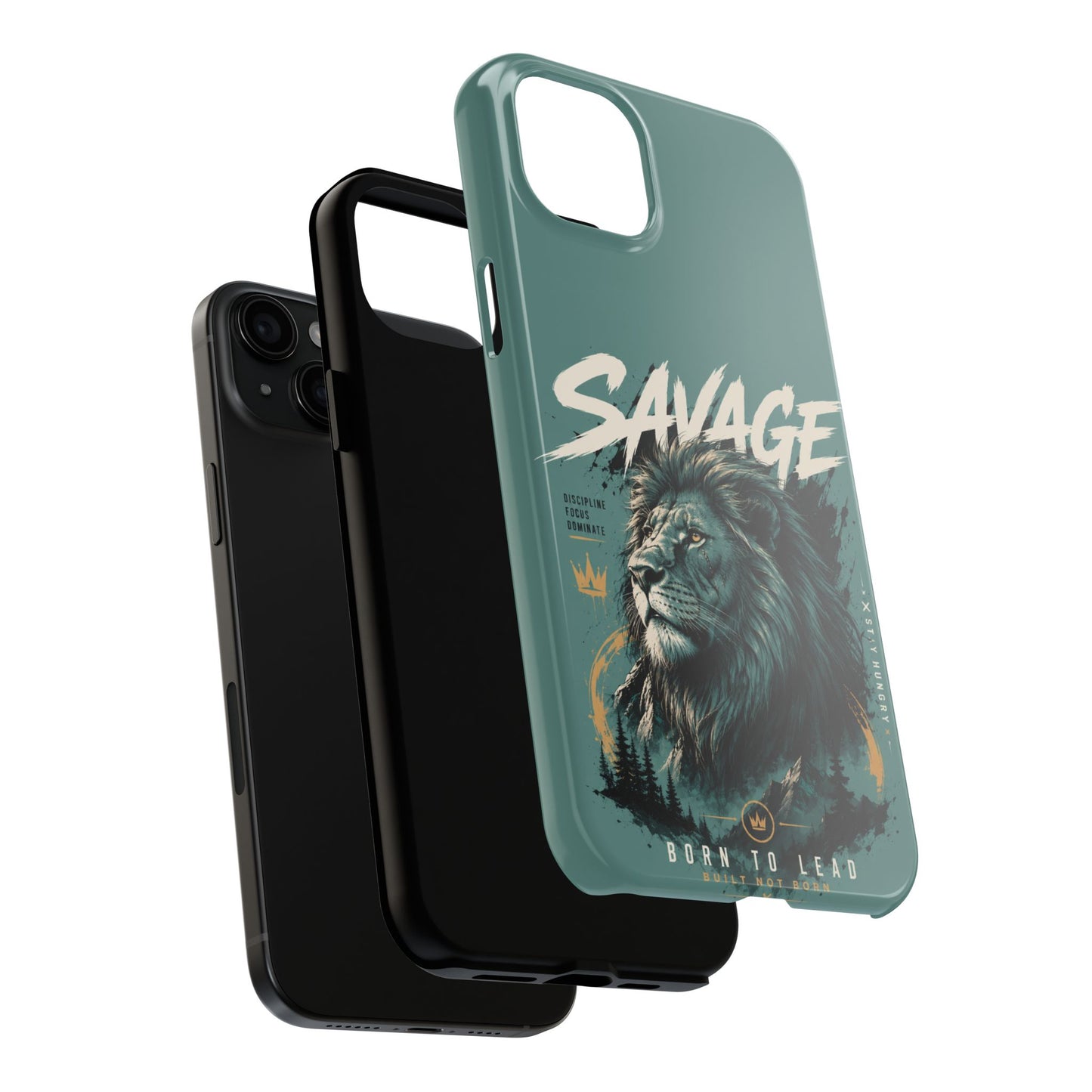 Savage Lion Tough Phone Case – 'Born to Lead' Rugged Protective Cover